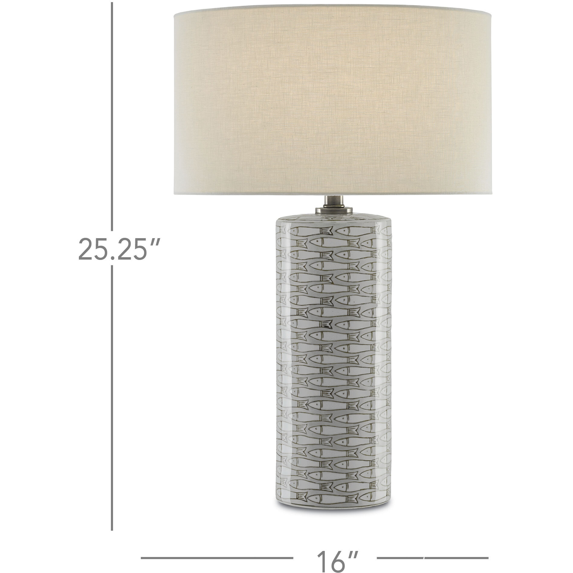 Fisch 25.25 inch 150 watt Gray/White/Antique Nickel Table Lamp Portable Light, Large