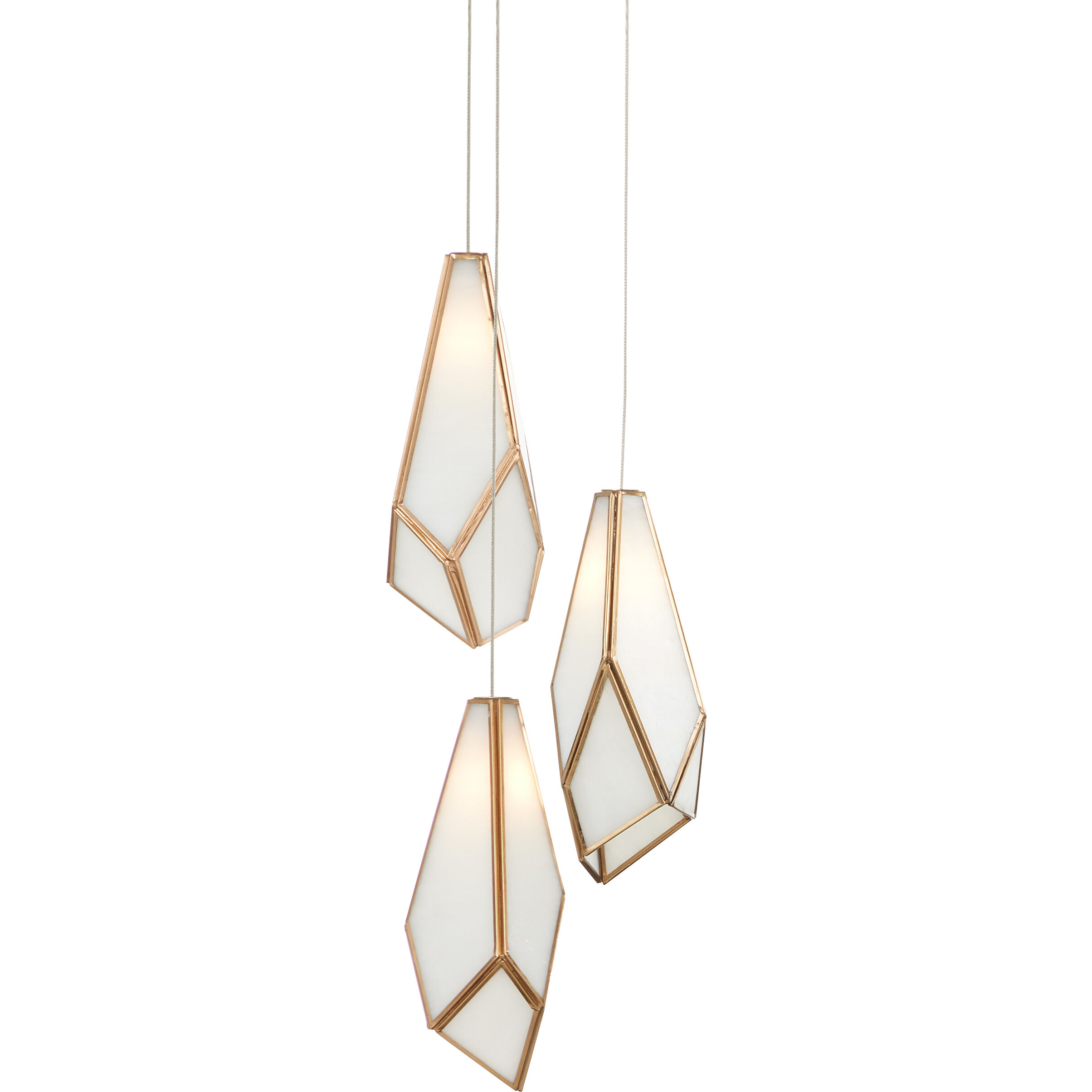Glace 3 Light 9.5 inch White and Antique Brass with Silver Multi-Drop Pendant Ceiling Light