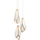 Glace 3 Light 9.5 inch White and Antique Brass with Silver Multi-Drop Pendant Ceiling Light