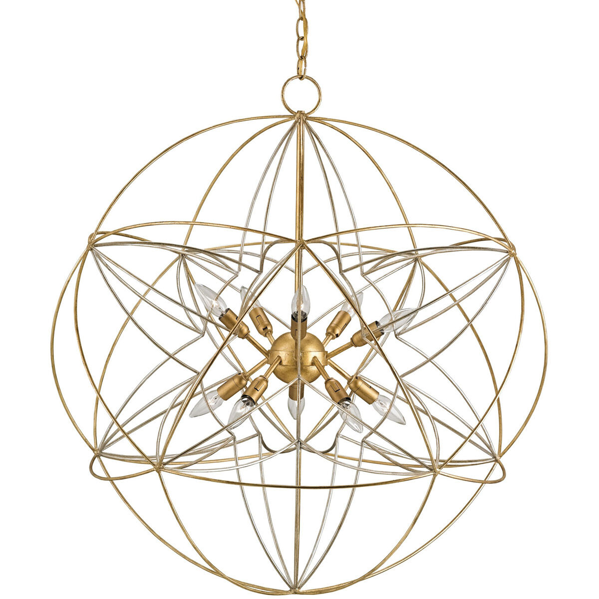 Zenda 10 Light 34 inch Contemporary Gold Leaf/Contemporary Silver Leaf Chandelier Ceiling Light