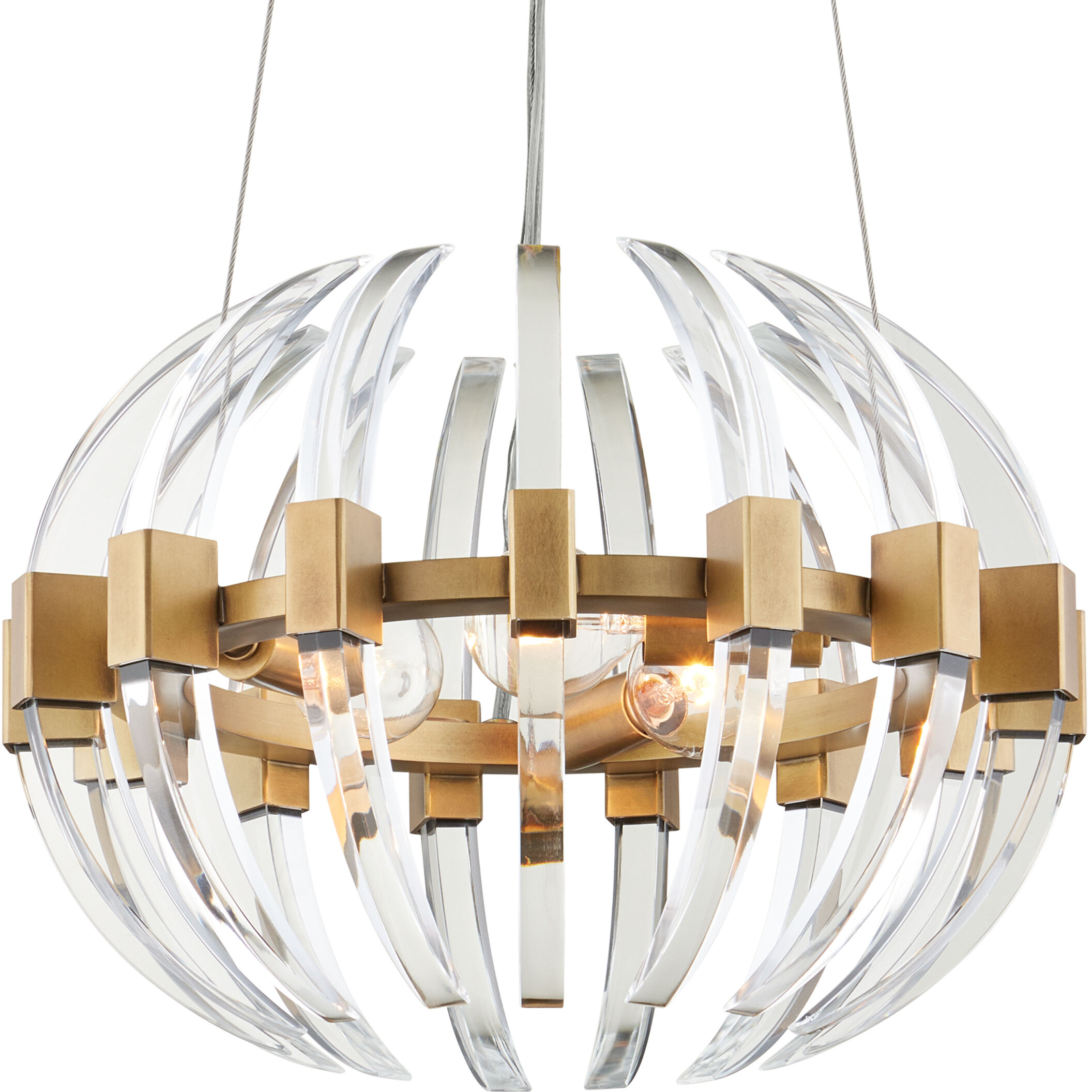 Coquette 3 Light 13.5 inch Clear/Antique Brass Chandelier Ceiling Light, Small