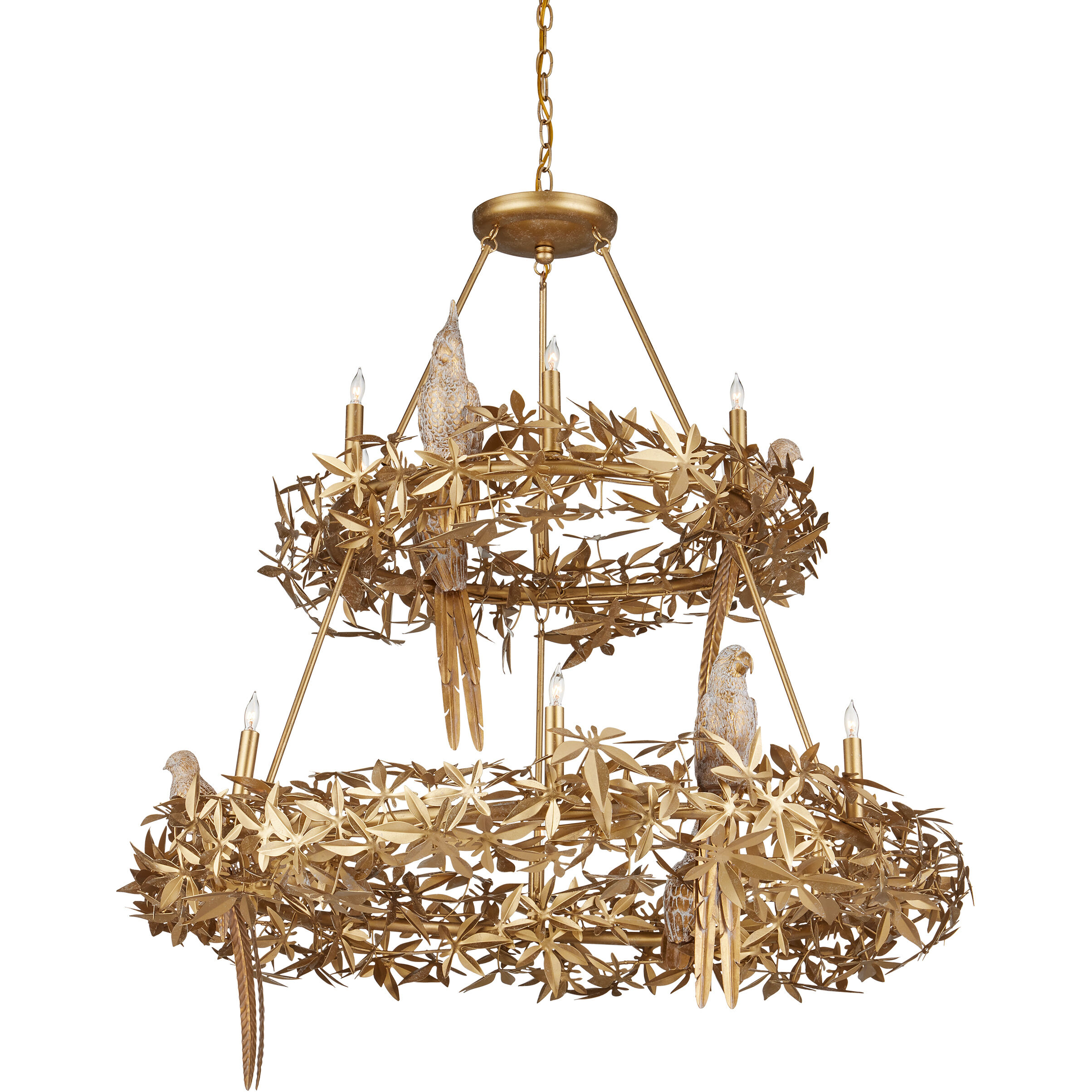 Aviary 12 Light 43.25 inch Swedish Gold Two-Tier Chandelier Ceiling Light