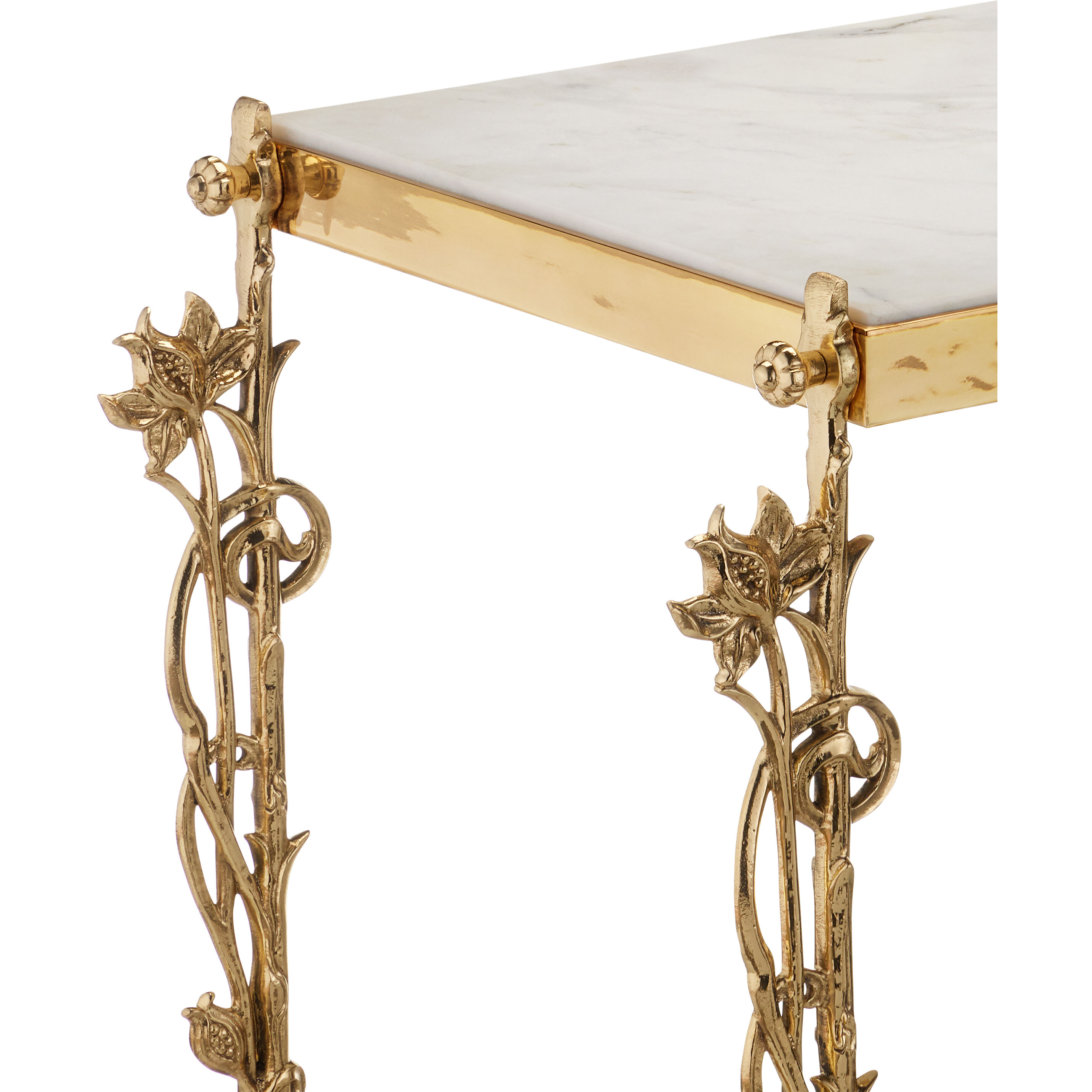 Fiore 72 inch Polished Brass/Natural Console Table