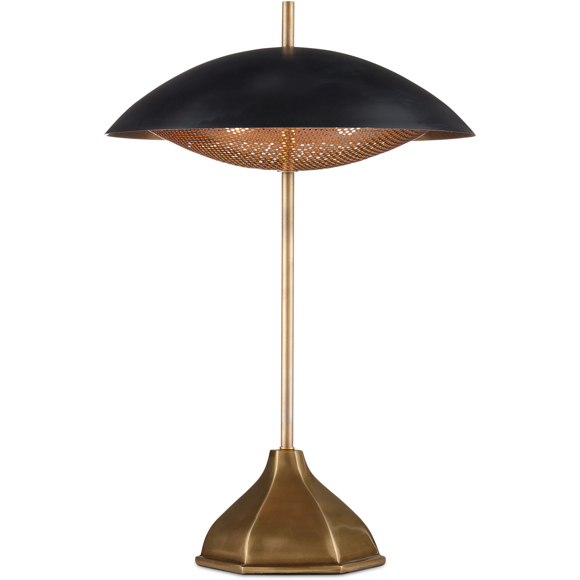 Domville 21 inch 7 watt Antique Brass/Black Table Lamp Portable Light