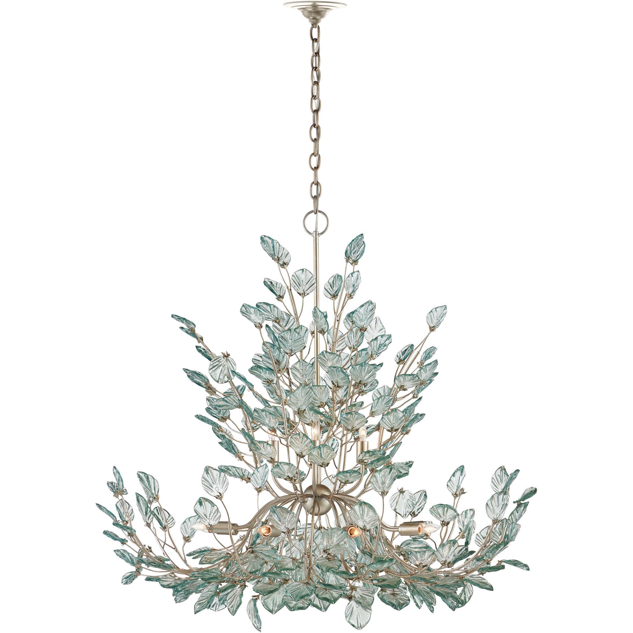 Baobab 12 Light 41 inch Clear/Contemporary Silver Leaf/Contemporary Silver Chandelier Ceiling Light, Large