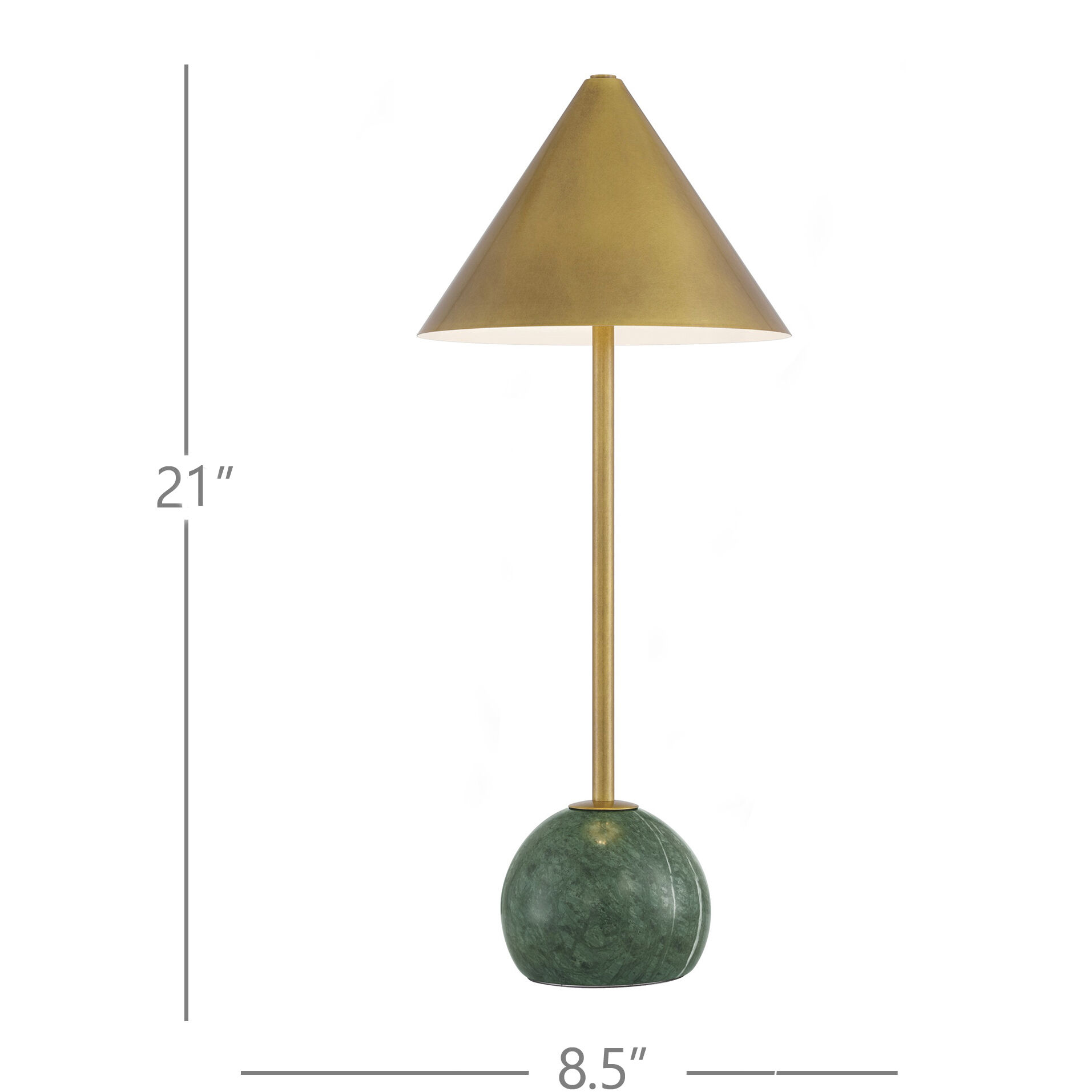 Journey 21 inch 1.5 watt Antique Brass/Green Cordless Table Lamp Portable Light