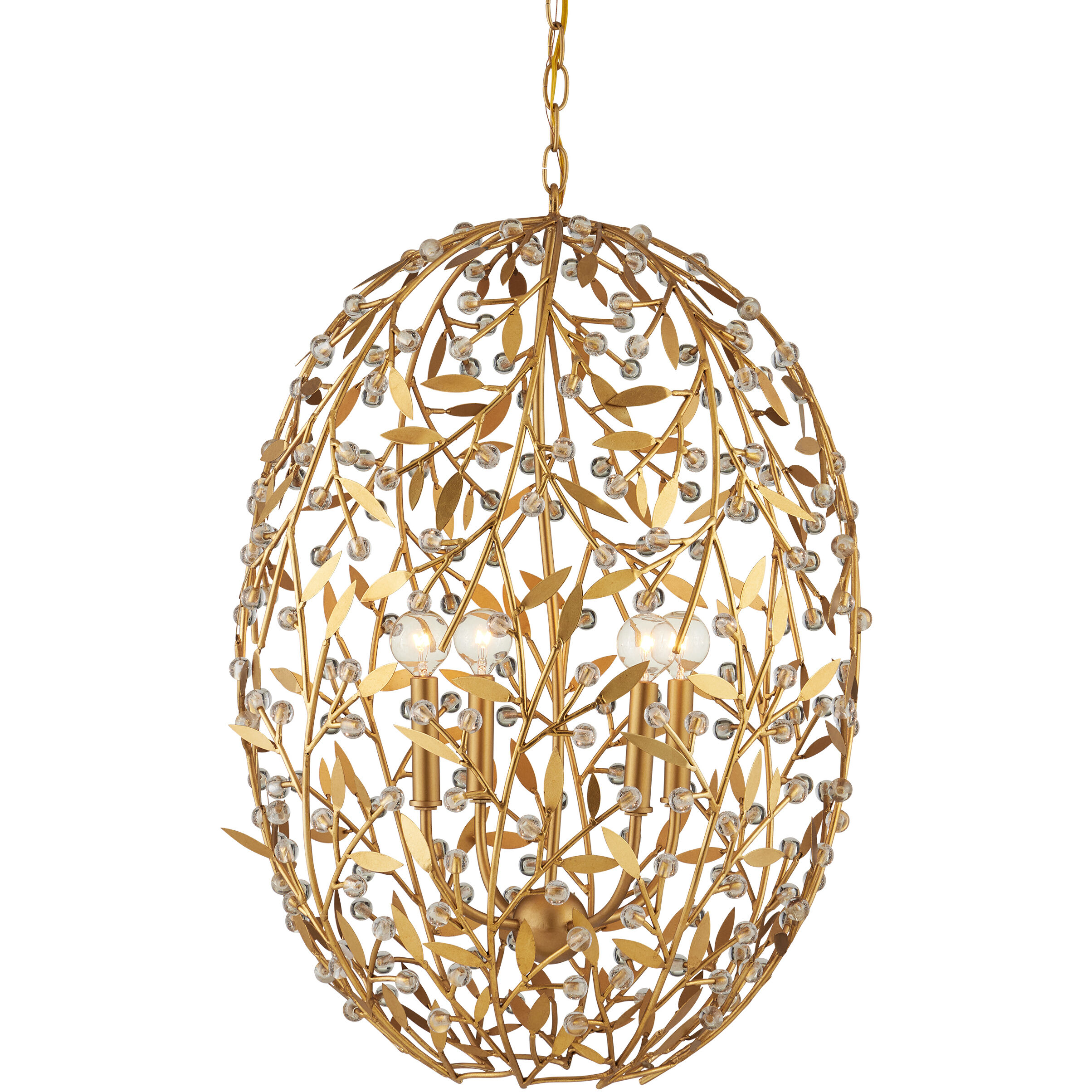 Secret Garden 4 Light 20.5 inch Clear/Contemporary Gold Leaf/Contemporary Gold Chandelier Ceiling Light