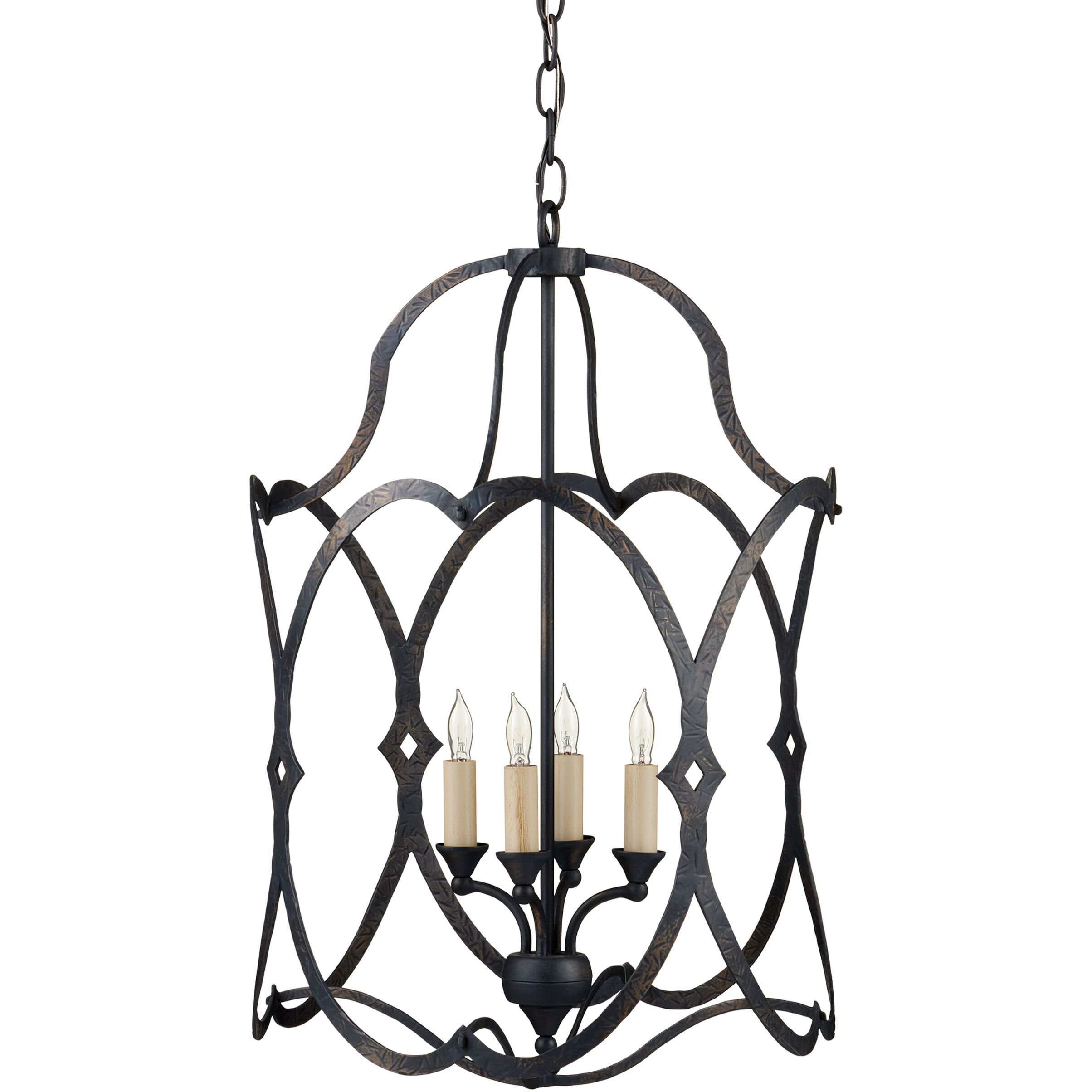 Charisma 4 Light 16 inch French Black Foyer Lantern Ceiling Light, Small
