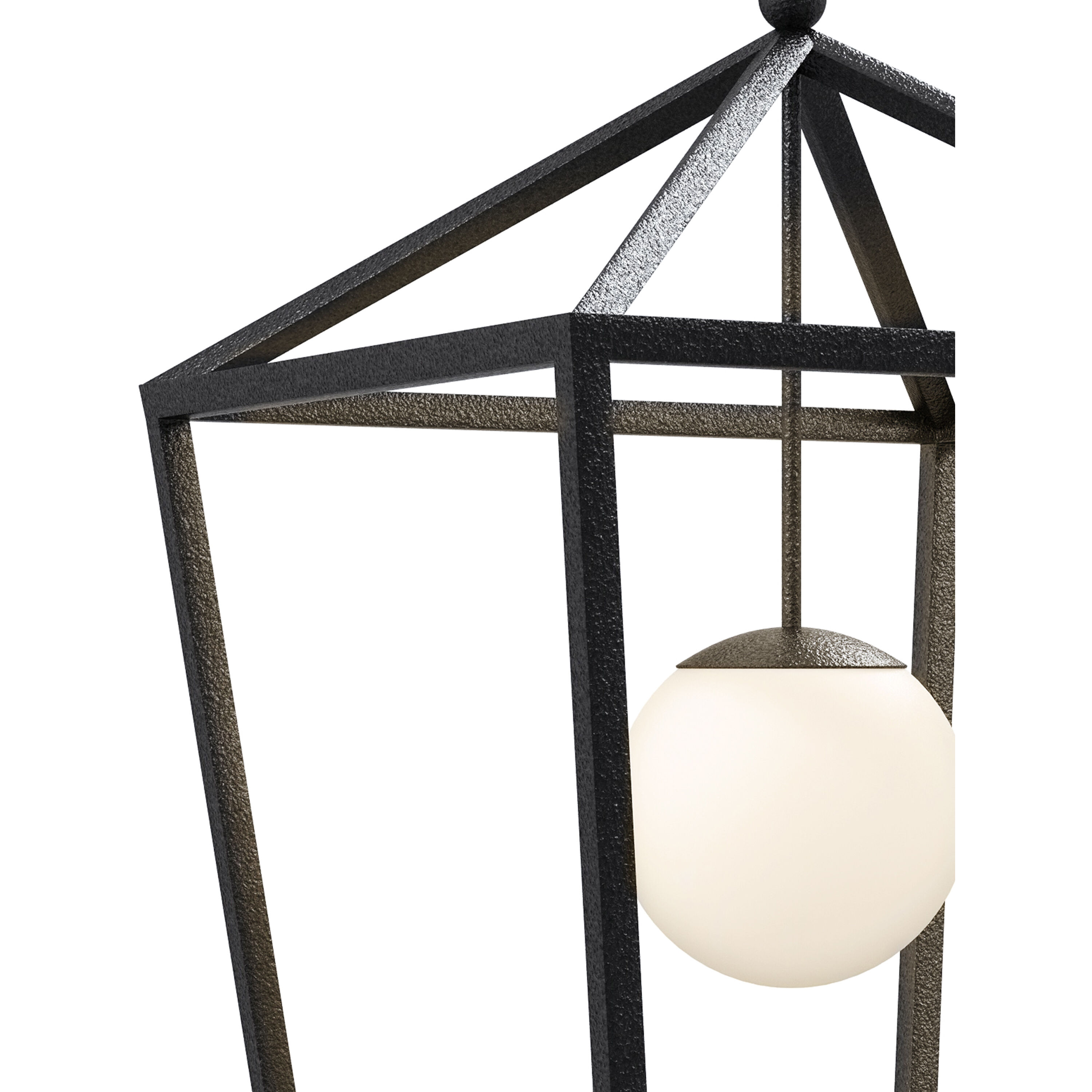 Denison 1 Light 26 inch Black/Frosted White Outdoor Lantern Pendant, Large