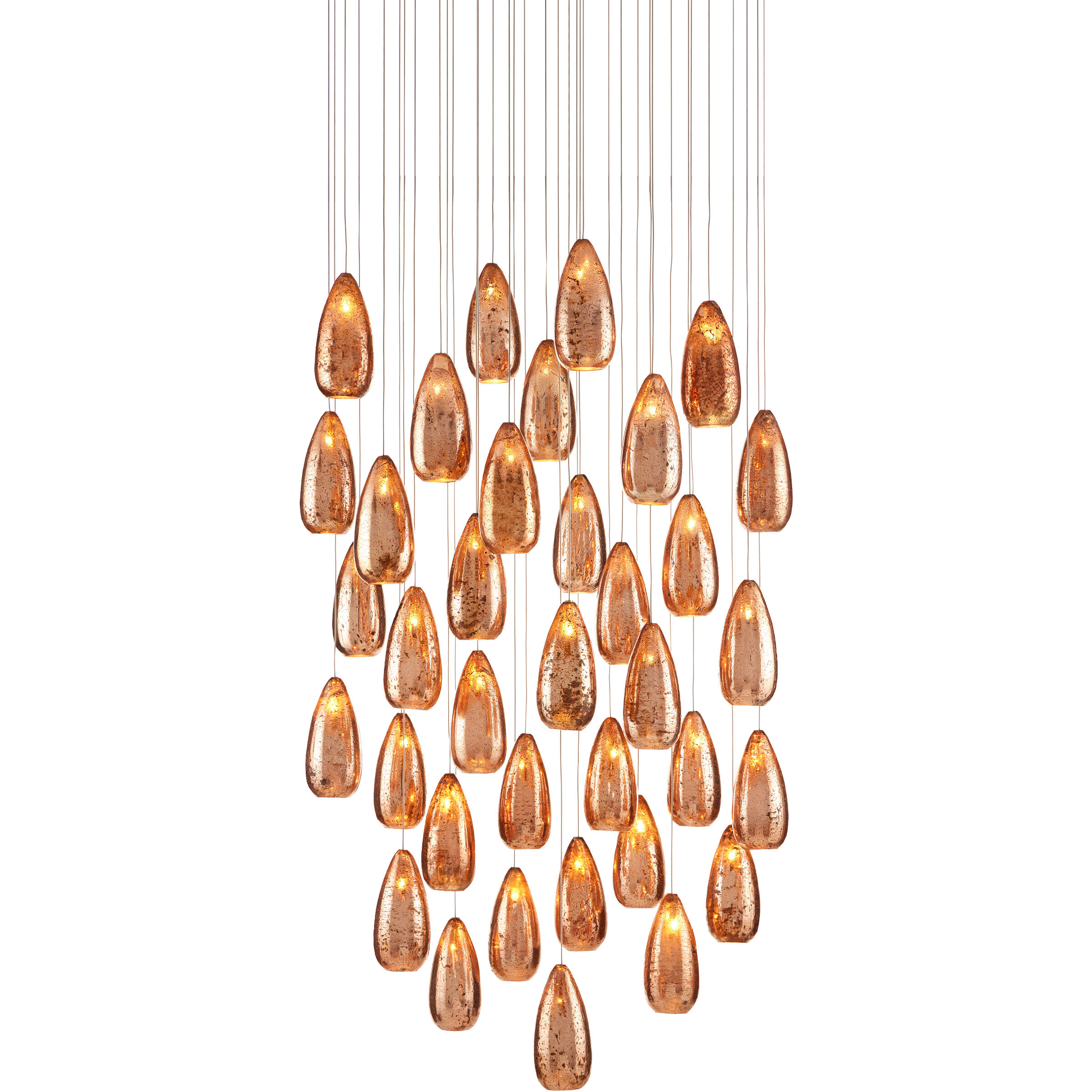 Rame 36 Light 35 inch Copper/Silver/Painted Silver Multi-Drop Pendant Ceiling Light