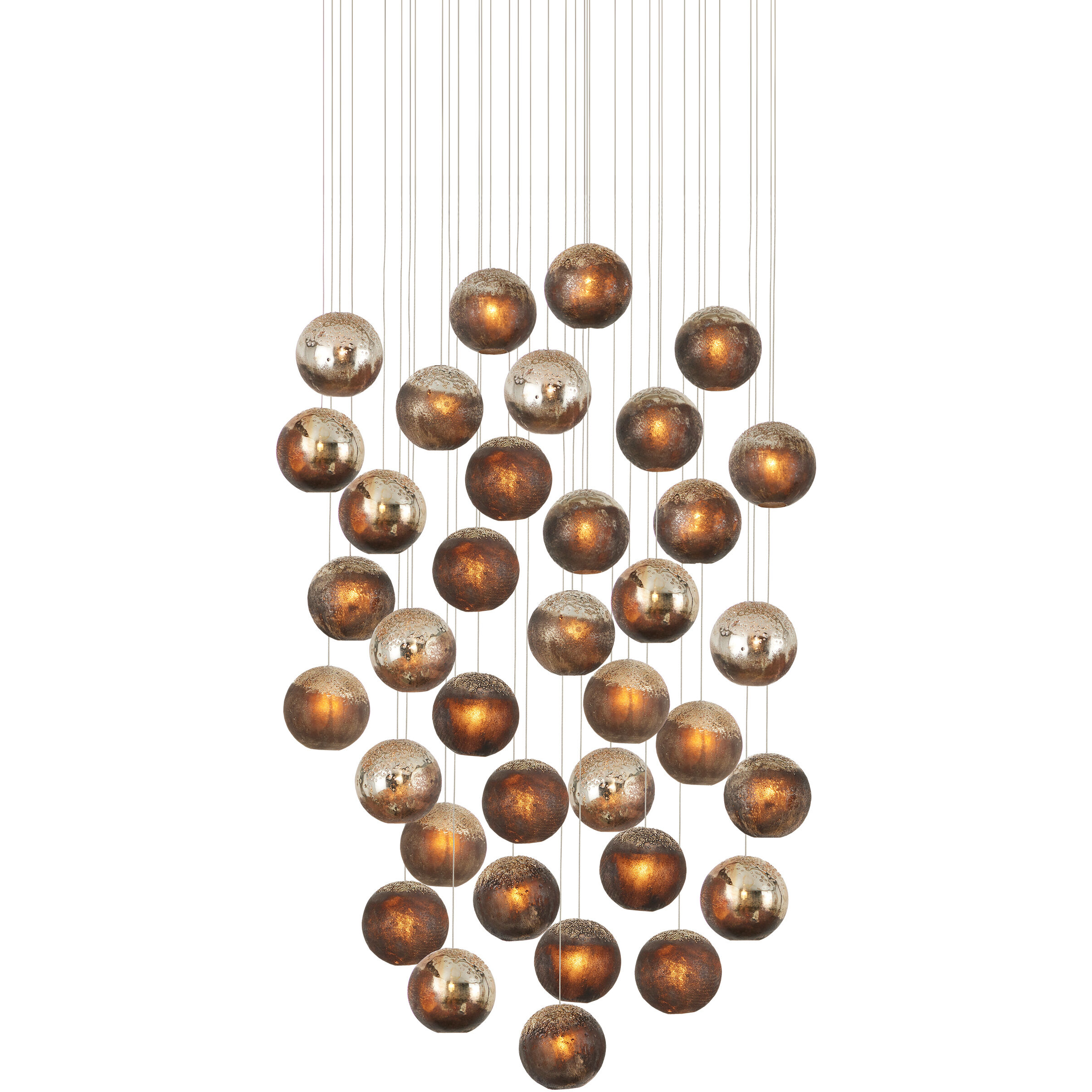 Pathos 36 Light 36 inch Antique Silver and Antique Gold and Matte Charcoal Multi-Drop Pendant Ceiling Light