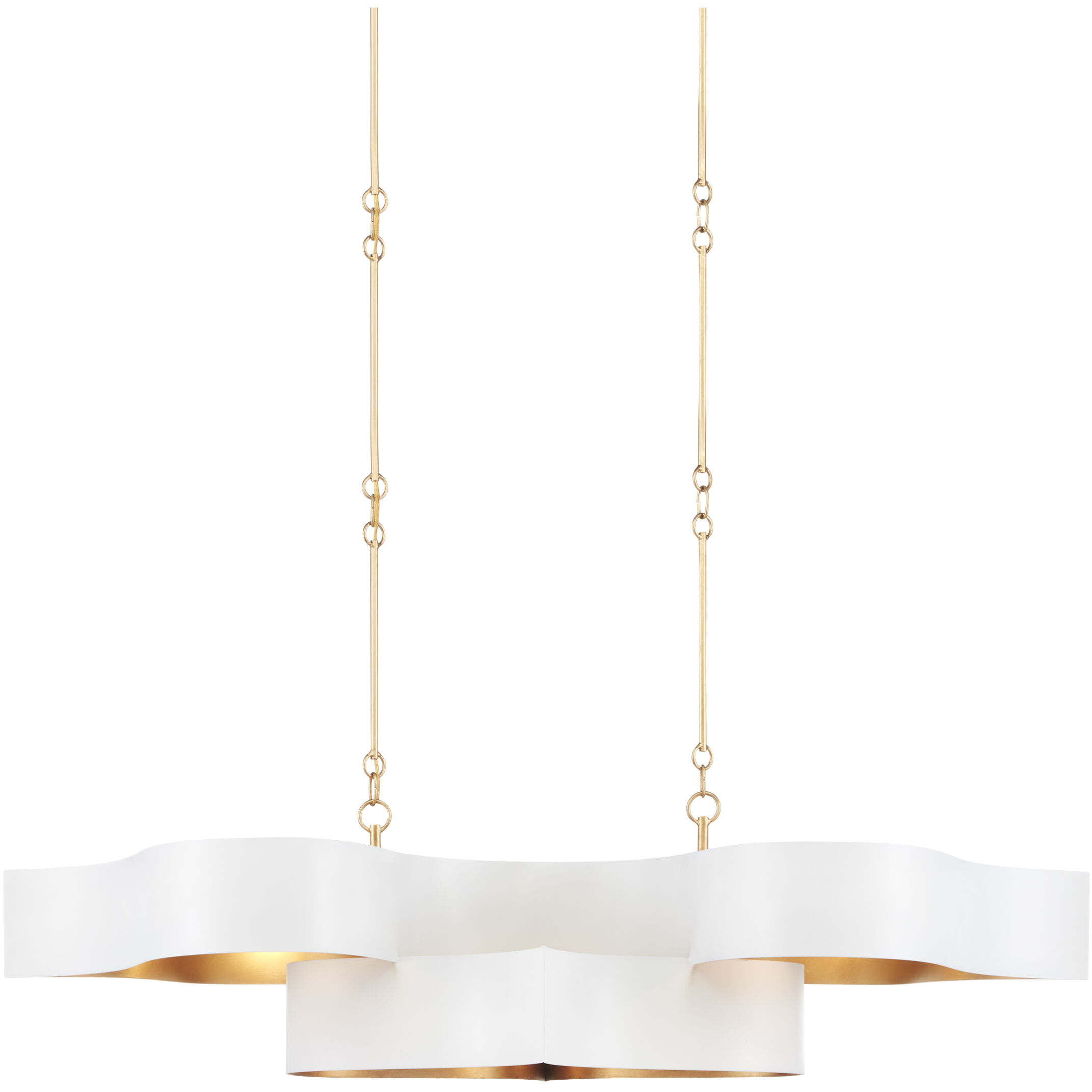 Grand Lotus 6 Light 50.5 inch Sugar White/Contemporary Gold Leaf Chandelier Ceiling Light
