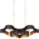 Grand Lotus 6 Light 50.5 inch Satin Black/Contemporary Gold Leaf Chandelier Ceiling Light