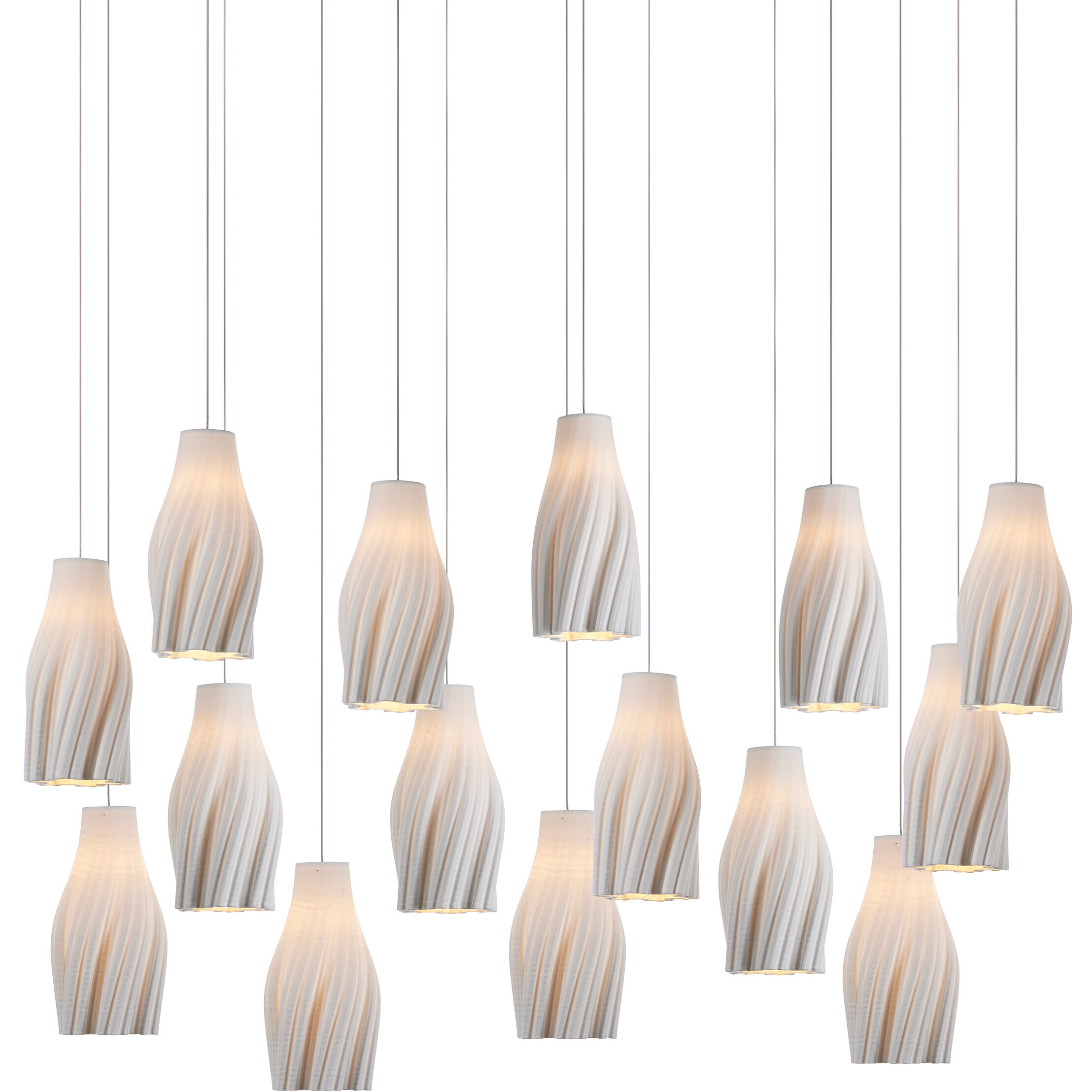 Posh 15 Light 48 inch White/Silver Multi-Drop Pendant Ceiling Light