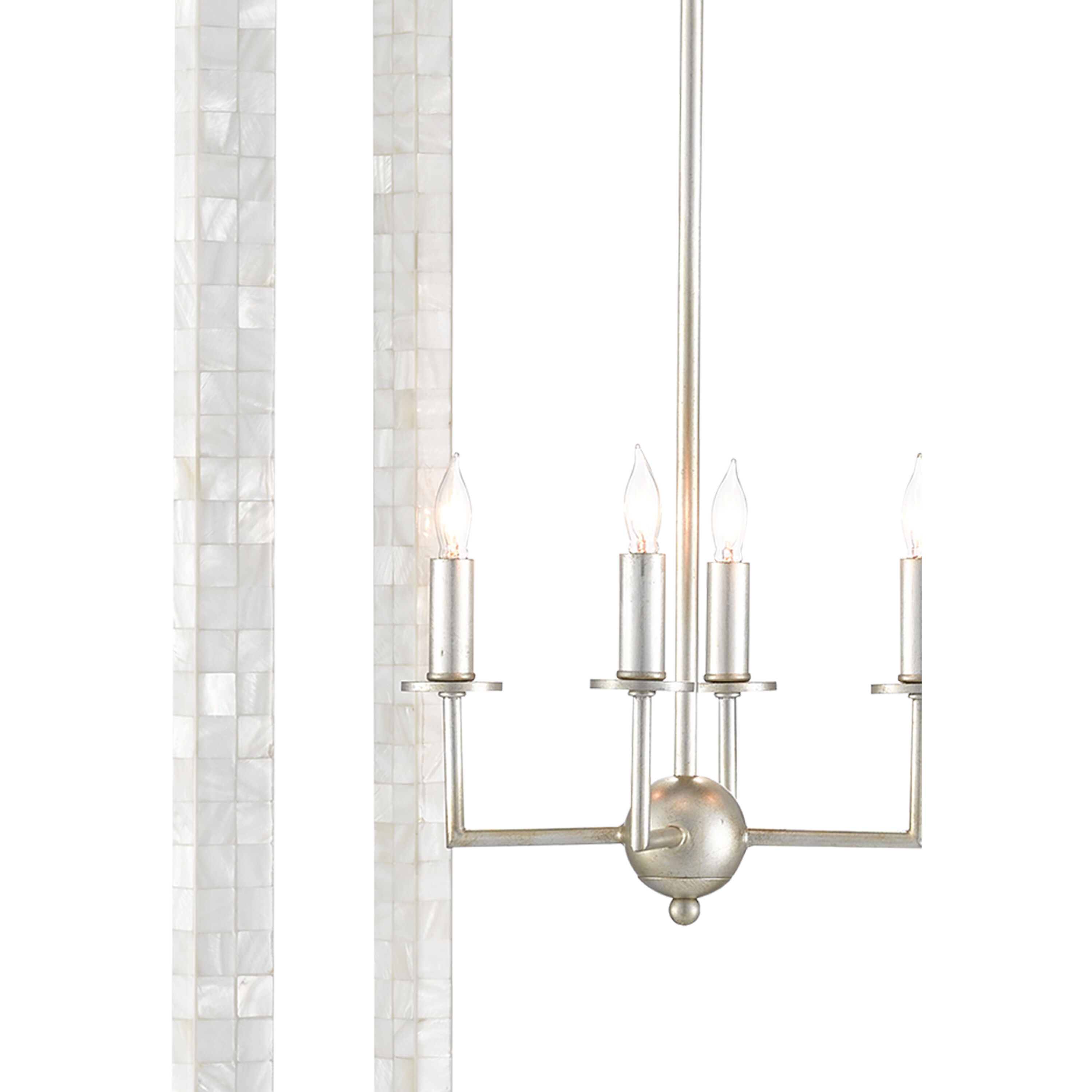Arietta 4 Light 22 inch Mother of Pearl/Contemporary Silver Leaf Chandelier Ceiling Light