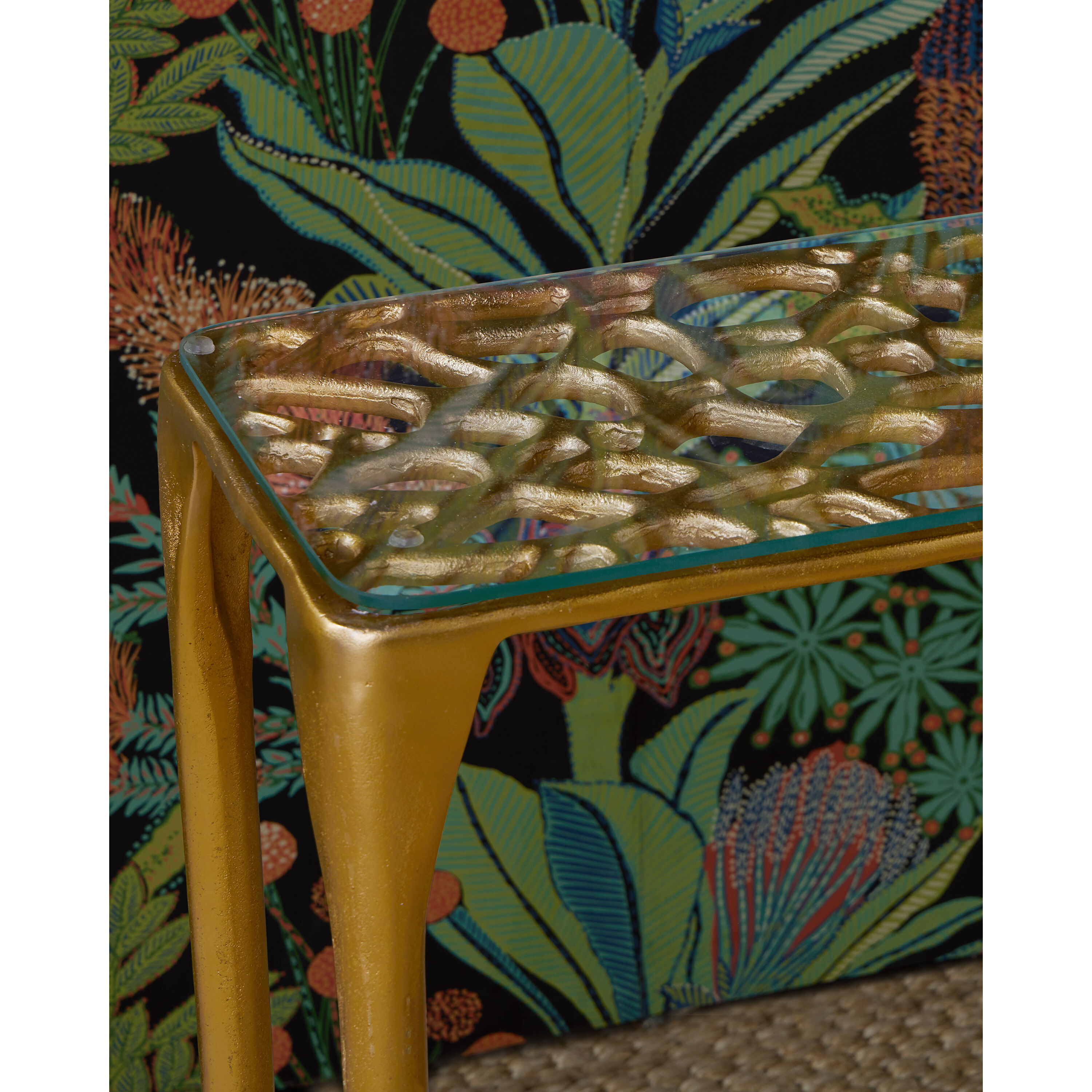 Honeycomb 36 X 11.75 inch Gold/Clear Console Table