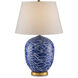 Nami 31 inch 150 watt Blue and White with Gold Leaf Table Lamp Portable Light
