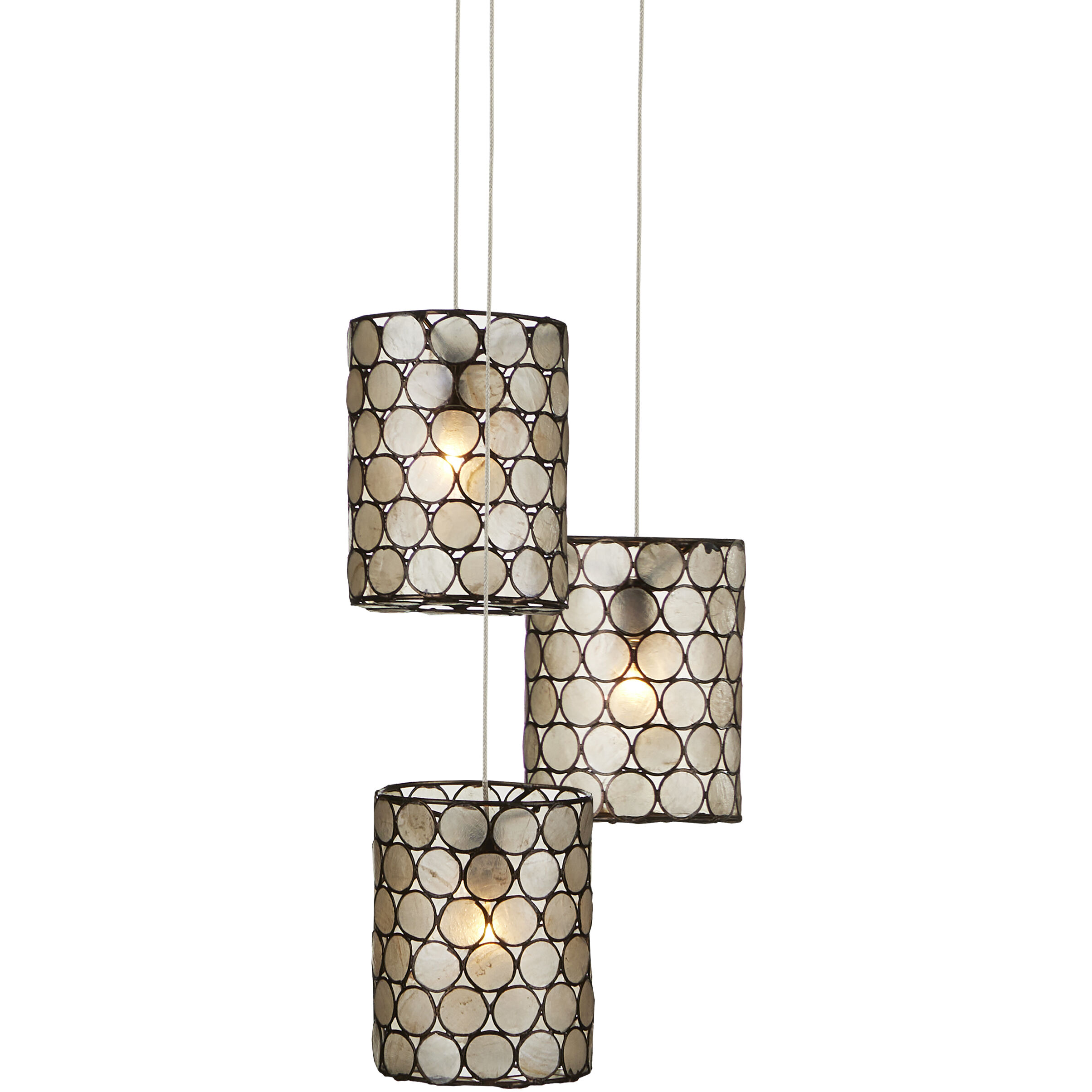 Regatta 3 Light 9.5 inch Cupertino and Silver Multi-Drop Pendant Ceiling Light