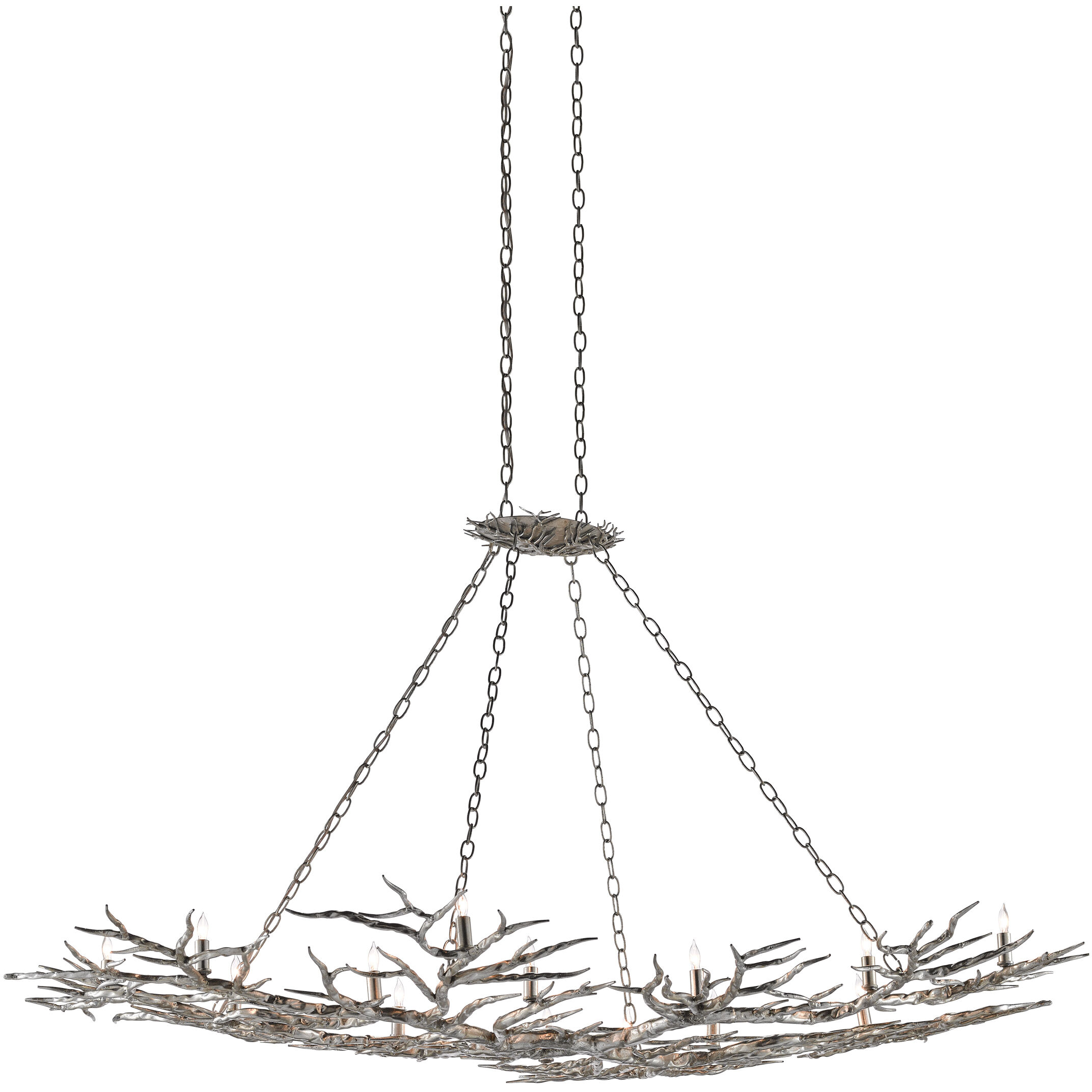 Rainforest 14 Light 74 inch Silver Leaf Chandelier Ceiling Light