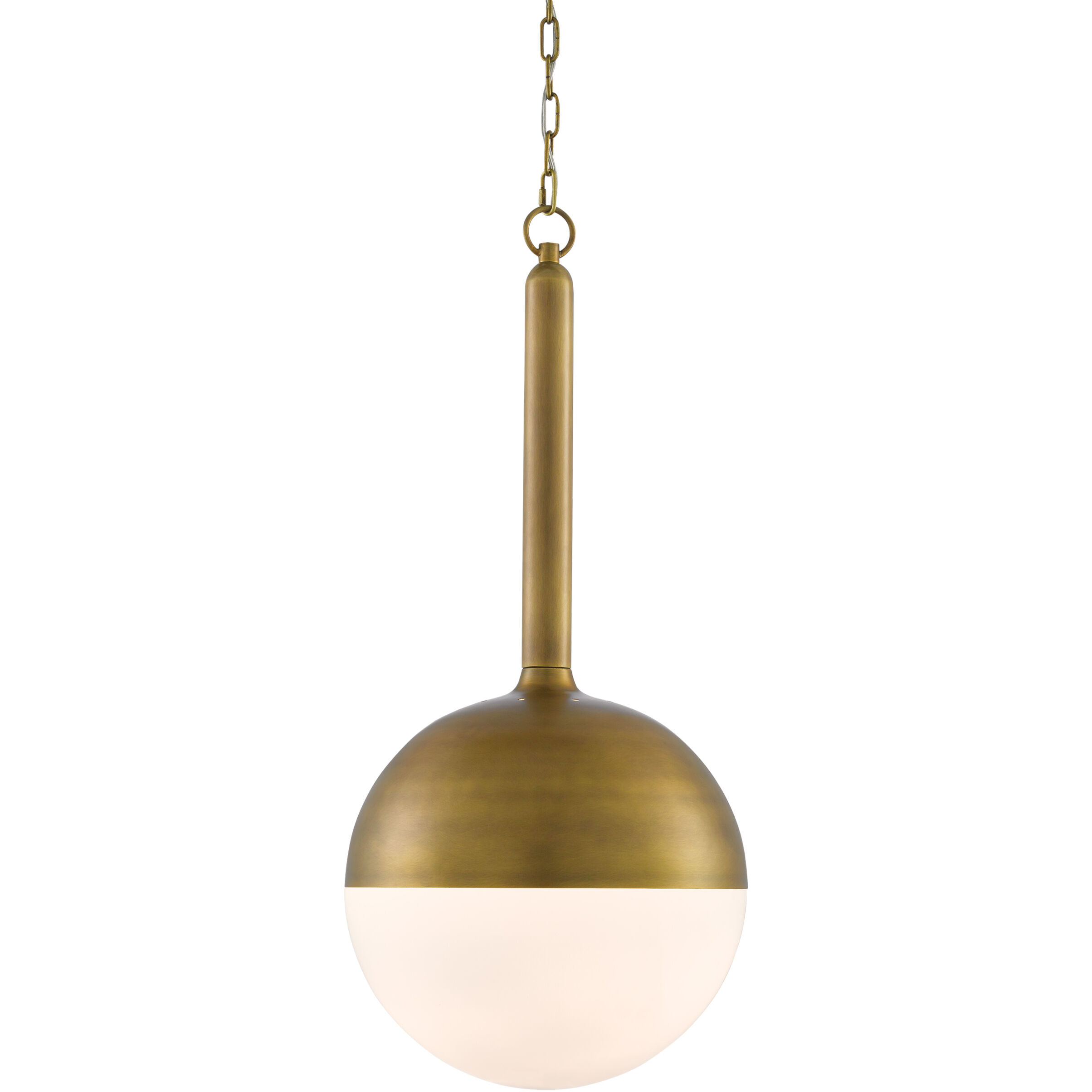 Moonward 1 Light 14 inch Antique Brass/Opaque White Pendant Ceiling Light
