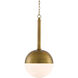 Moonward 1 Light 14 inch Antique Brass/Opaque White Pendant Ceiling Light