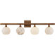 Bombelles 4 Light 38 inch Antique Brass/Natural Bath Bar Wall Light