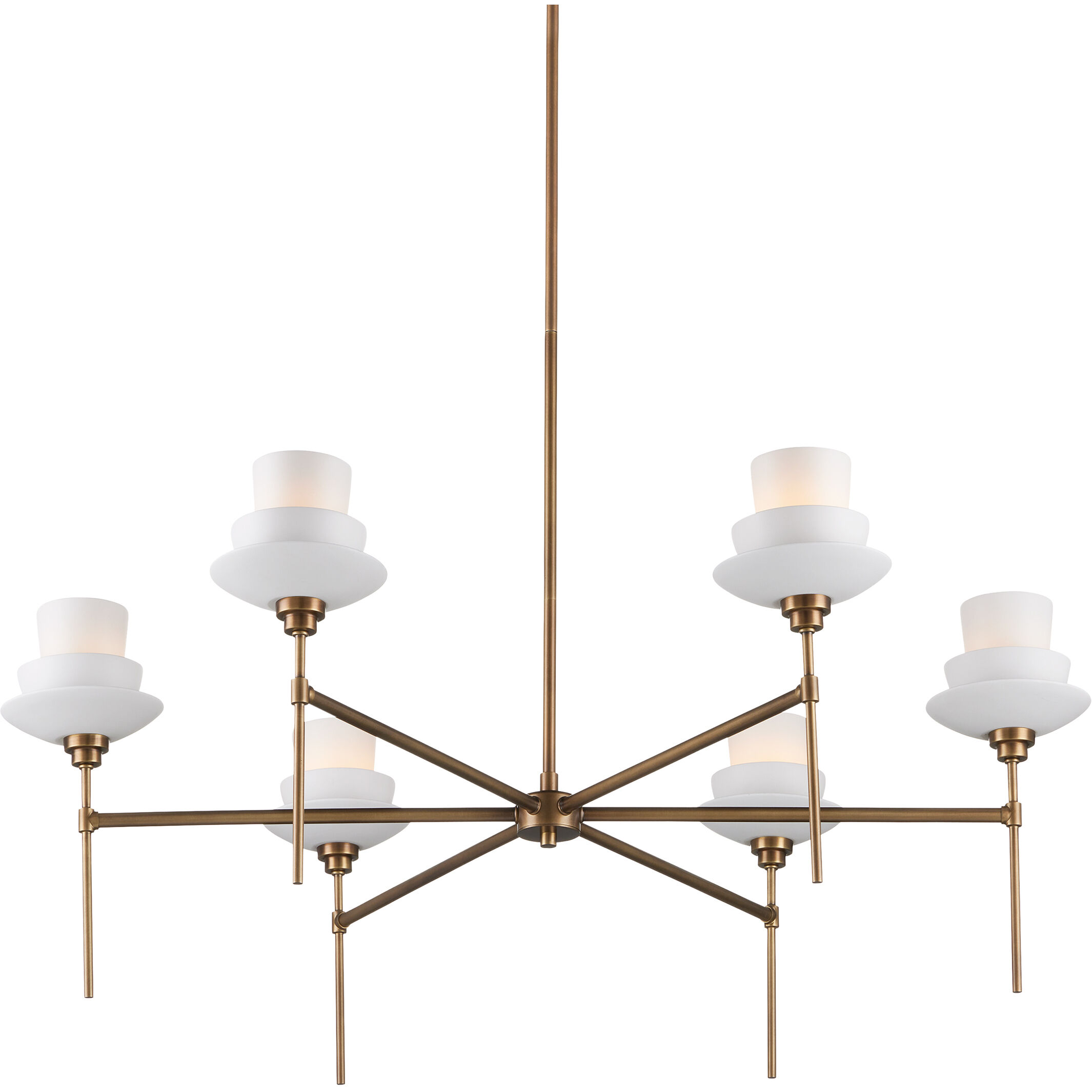Etiquette 6 Light 40.5 inch Antique Brass/White Chandelier Ceiling Light