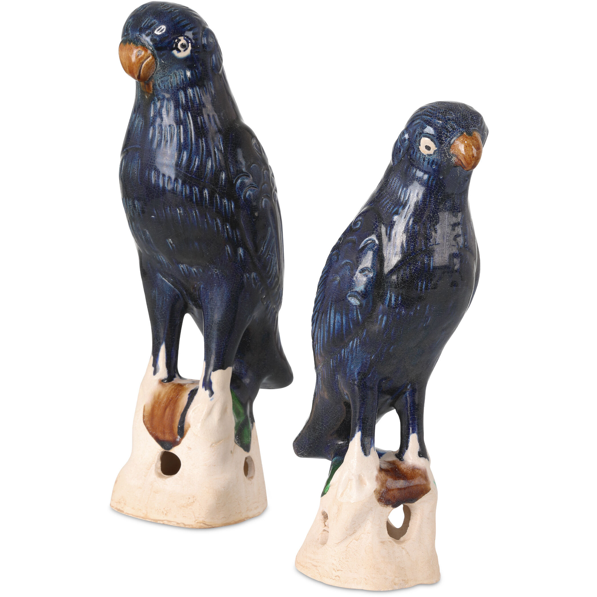 Tang Dynasty Parrots 12 X 6.25 inch Parrot Sculptures, Set of 2
