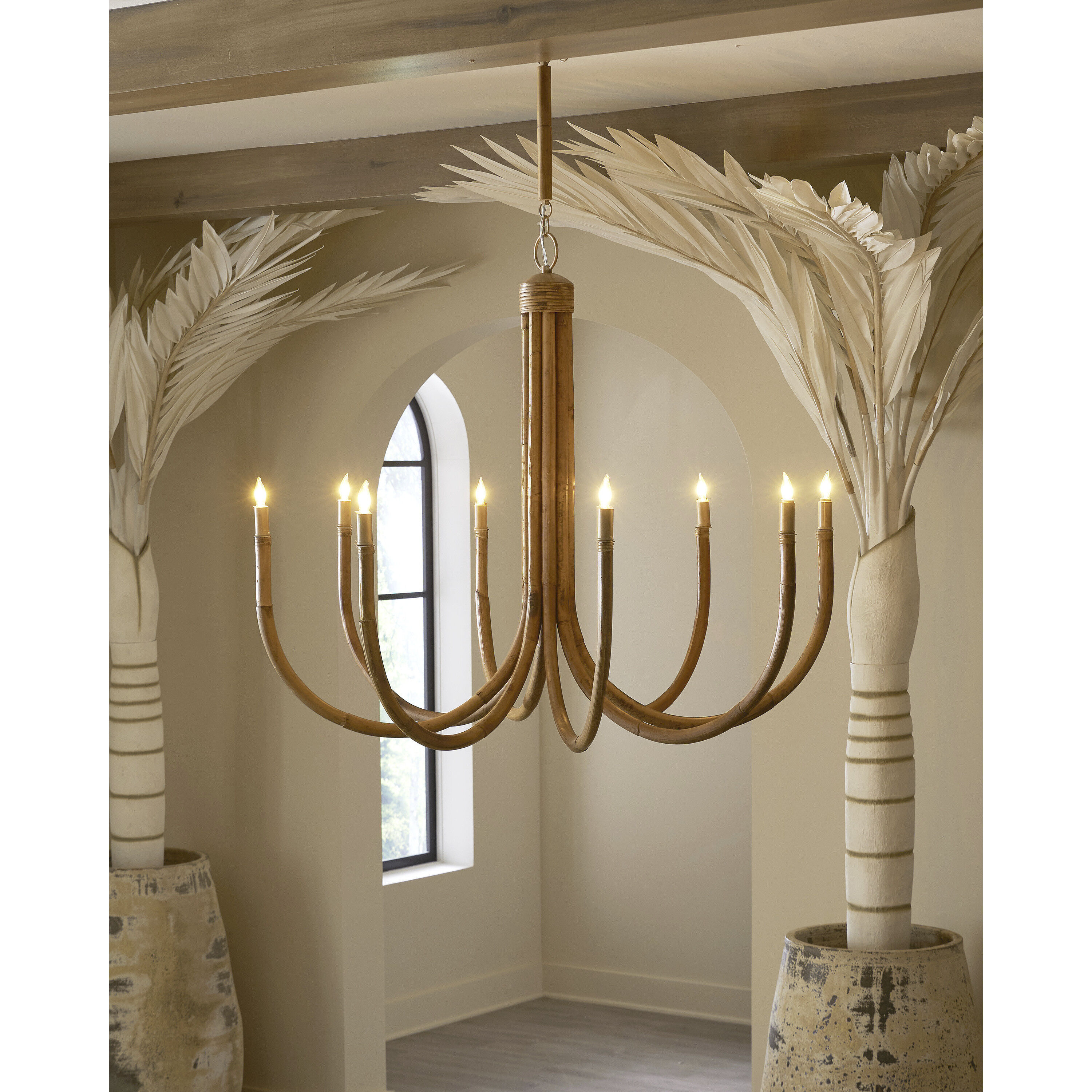 Samsara 8 Light 42.5 inch Natural and Saddle Tan Chandelier Ceiling Light
