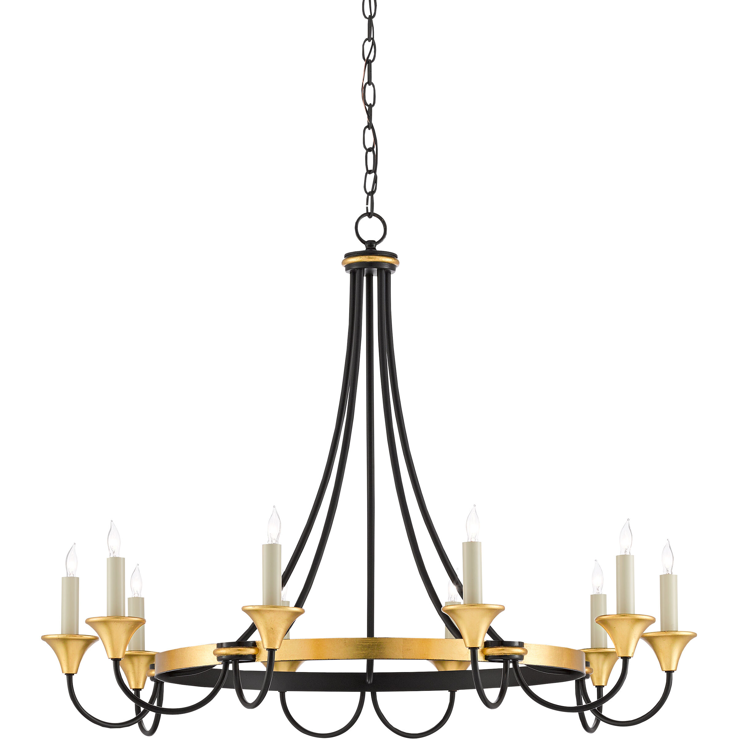 Hanlon 10 Light 36.75 inch Washed Black/Contemporary Gold Leaf Chandelier Ceiling Light