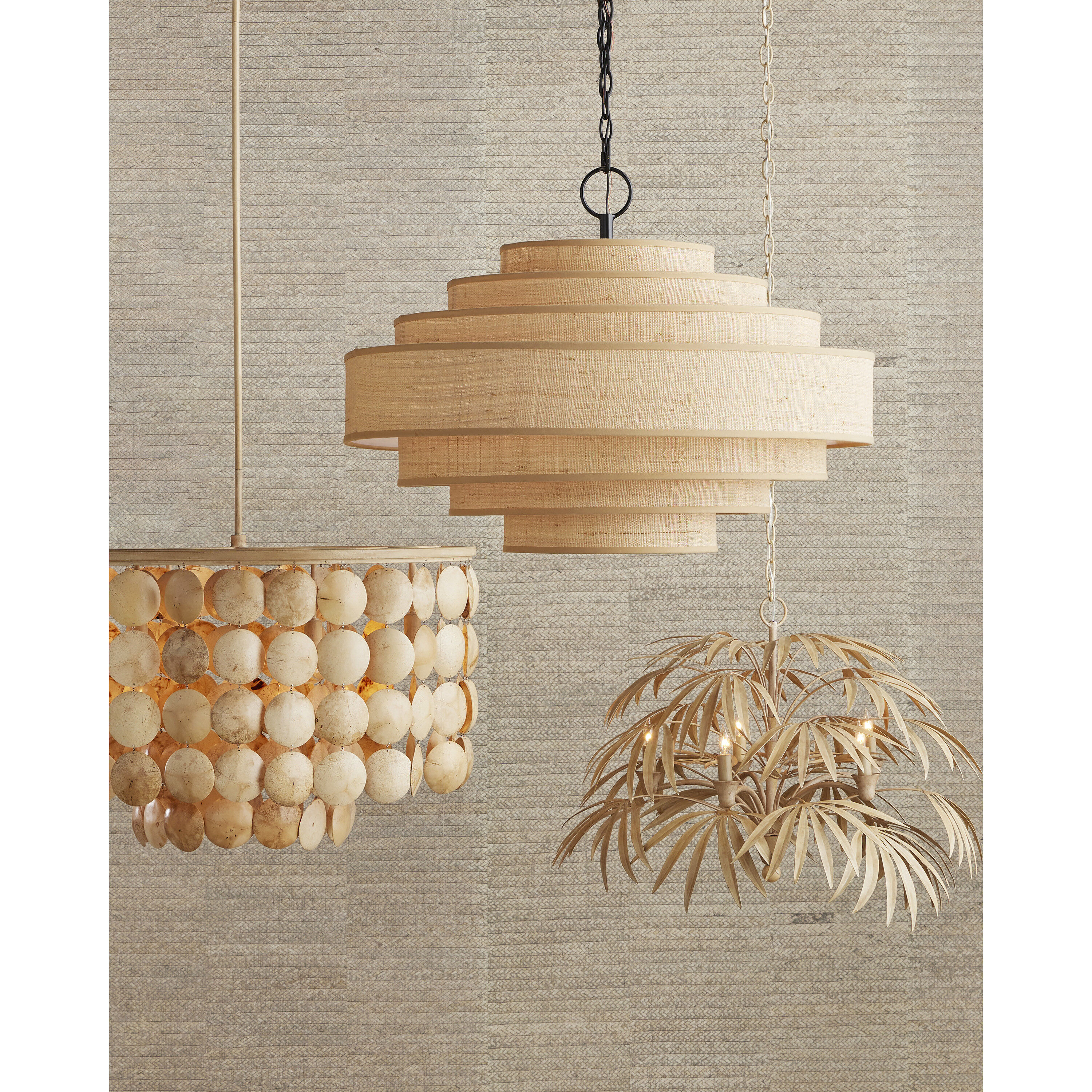 Buko 6 Light 31.5 inch Coco Cream Chandelier Ceiling Light