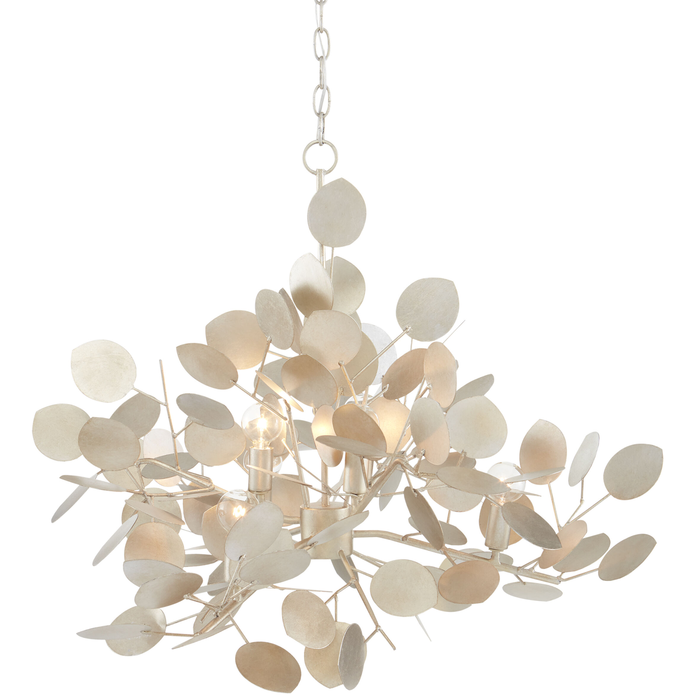 Lunaria 6 Light 34.5 inch Contemporary Silver Leaf Chandelier Ceiling Light