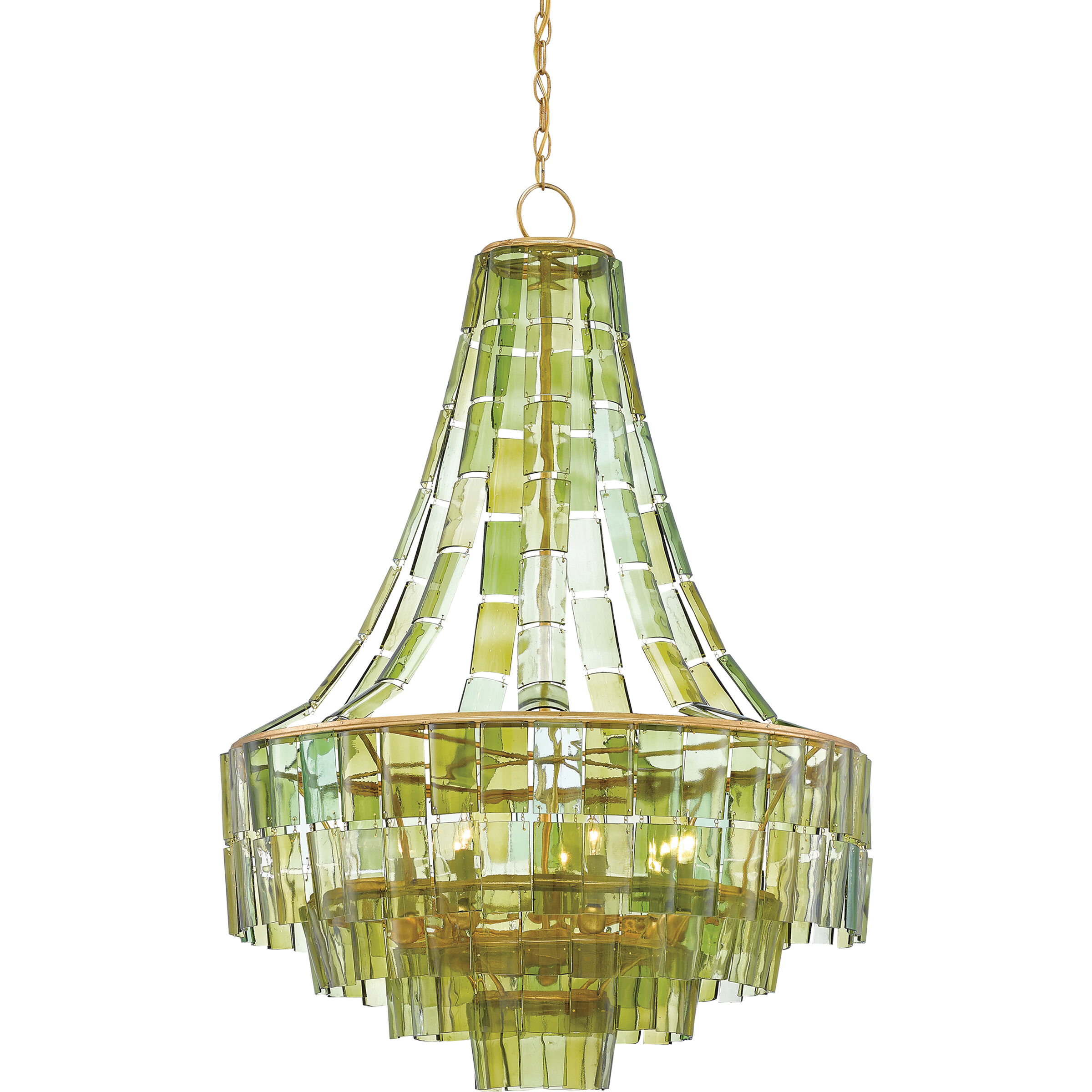 Vintner 7 Light 27.25 inch Dark Contemporary Gold Leaf/Green Chandelier Ceiling Light