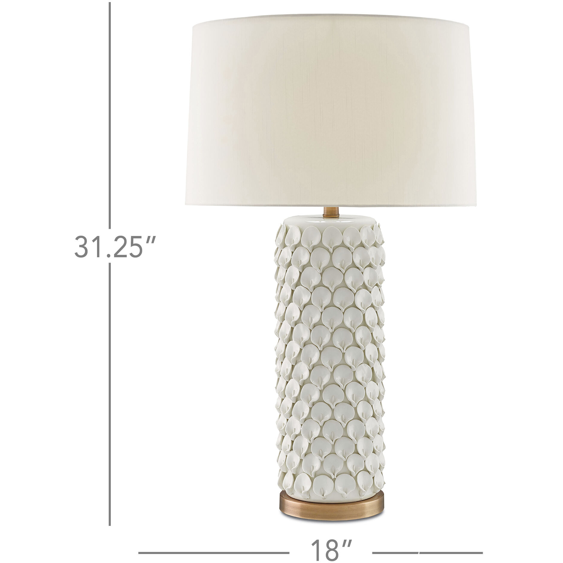 Calla Lily 31.25 inch 150 watt Cream/Antique Brass Table Lamp Portable Light