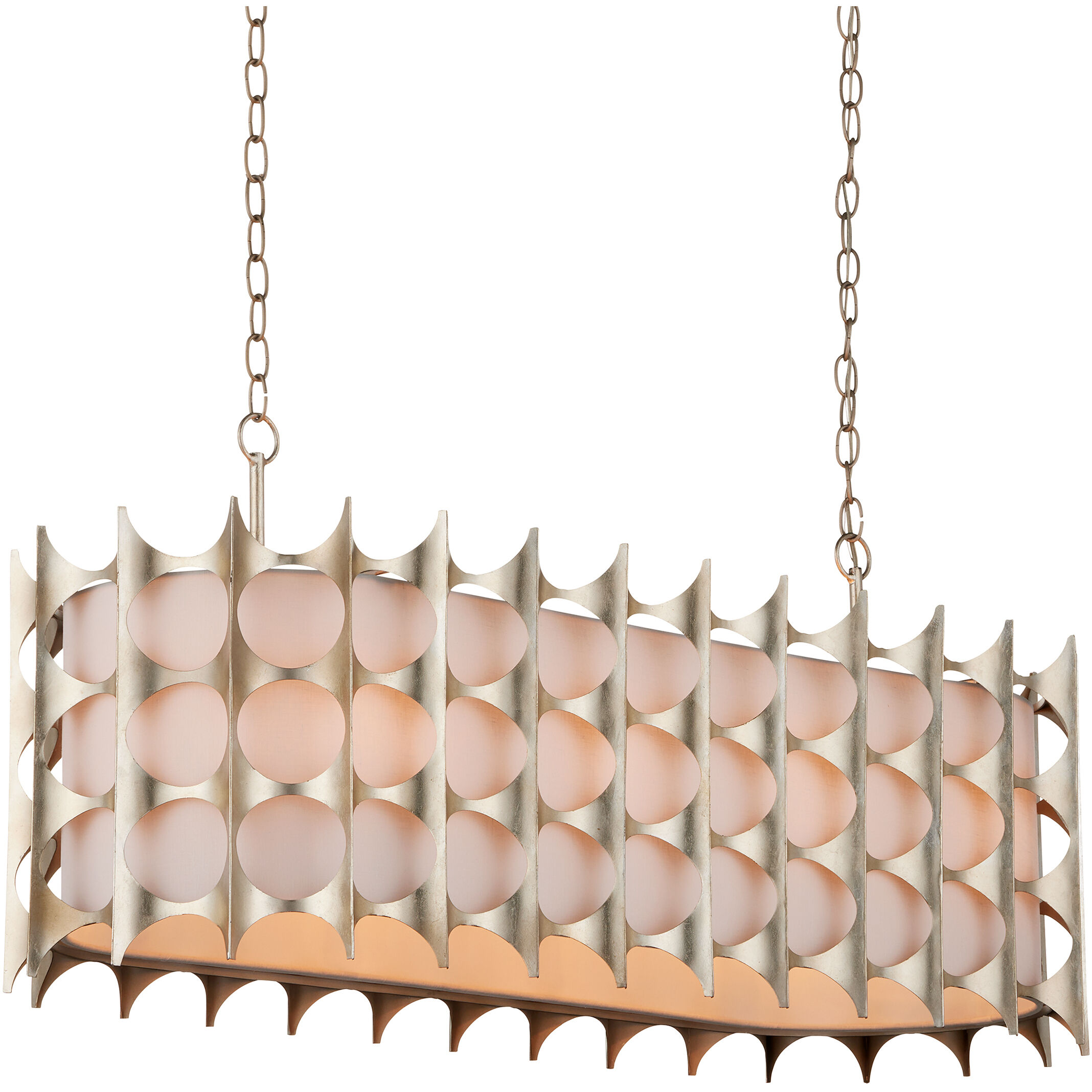 Bardi 8 Light 41.25 inch Contemporary Silver Leaf Oval Chandelier Ceiling Light