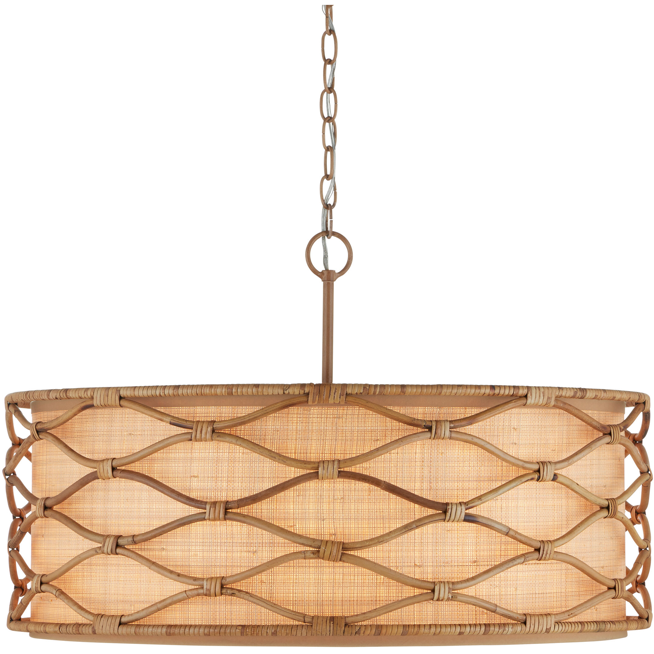 Partita 3 Light 28.25 inch Saddle Tan/Natural Pendant Ceiling Light