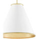 Pierrepont 1 Light 16 inch Painted Gesso White/Contemporary Gold Leaf Pendant Ceiling Light, Small