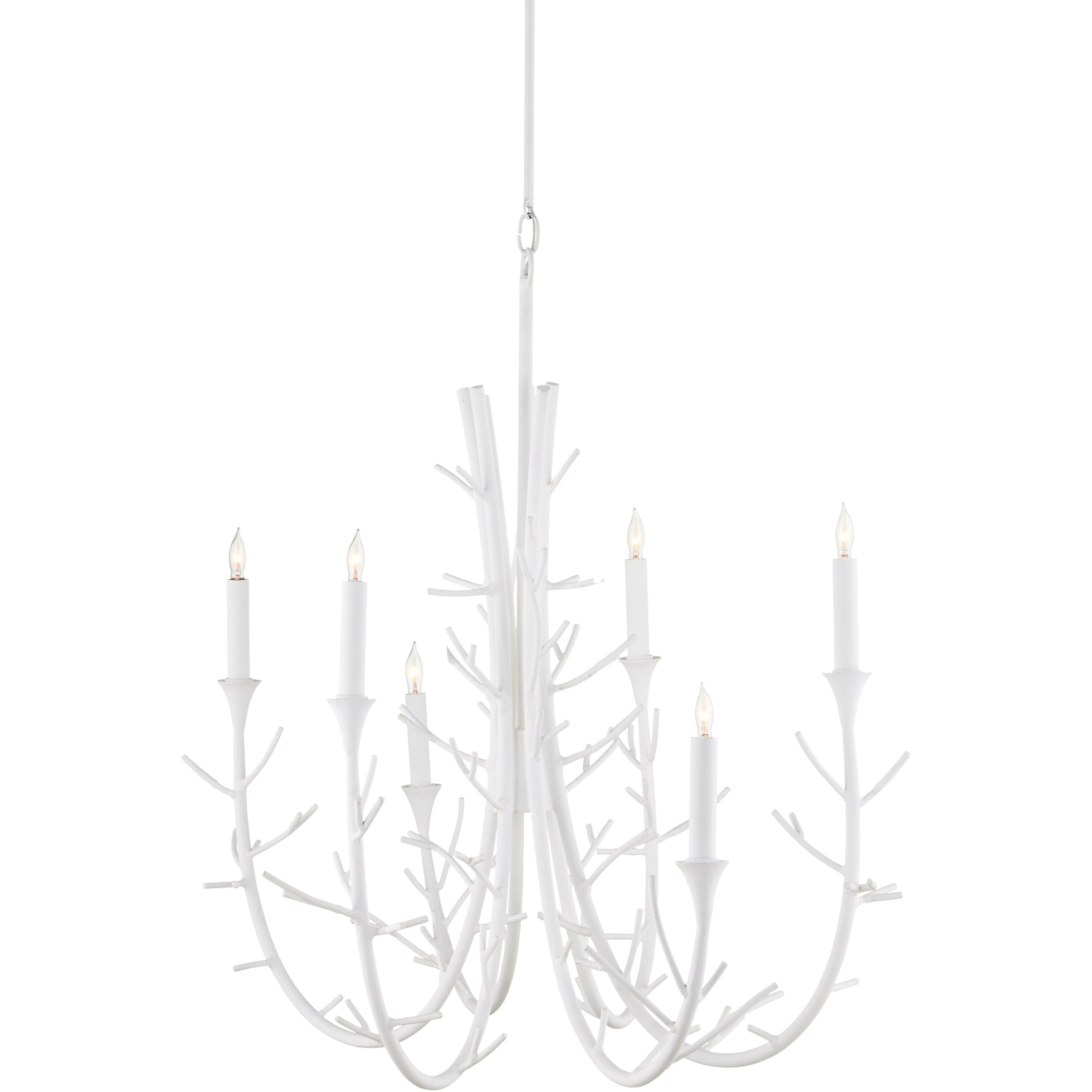 Twiggy 6 Light 48 inch Gesso White Chandelier Ceiling Light