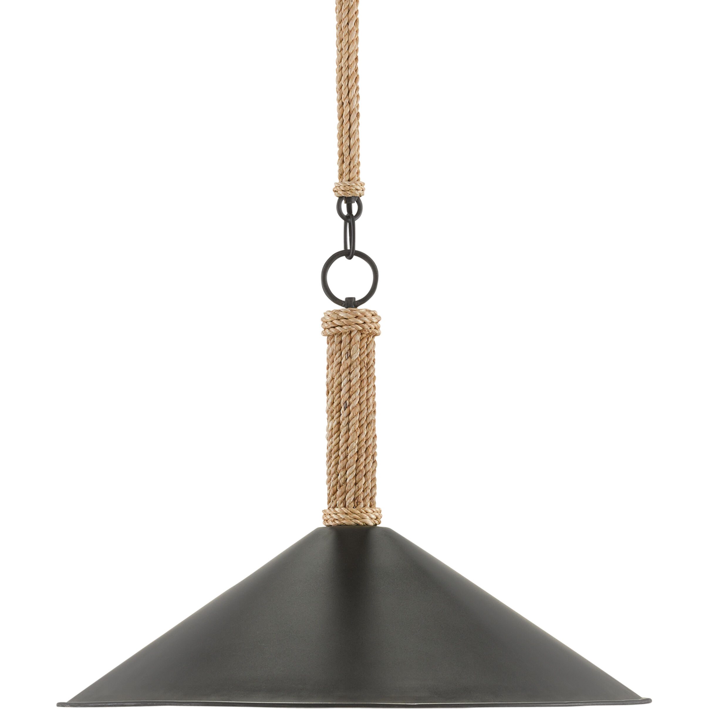 Ocracoke 1 Light 20 inch Sugar White/Blacksmith/Natural Rope Pendant Ceiling Light