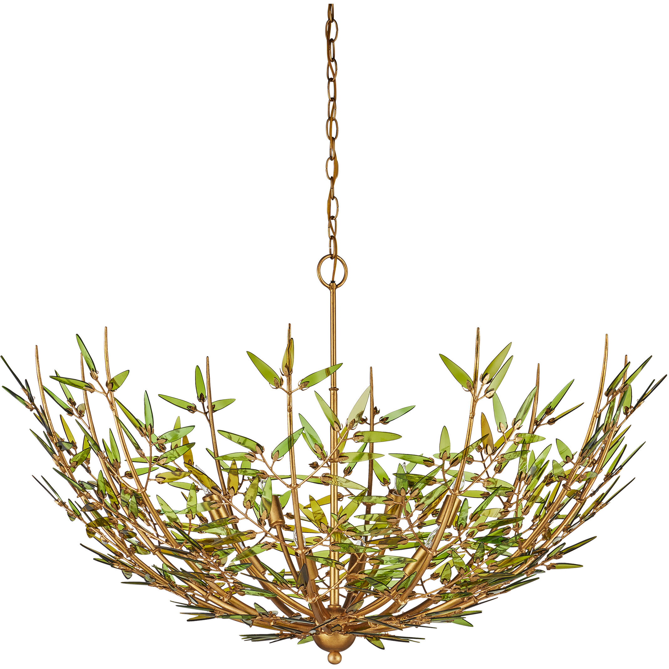 Babylon 8 Light 44 inch Green/Contemporary Gold Leaf/Contemporary Gold Chandelier Ceiling Light