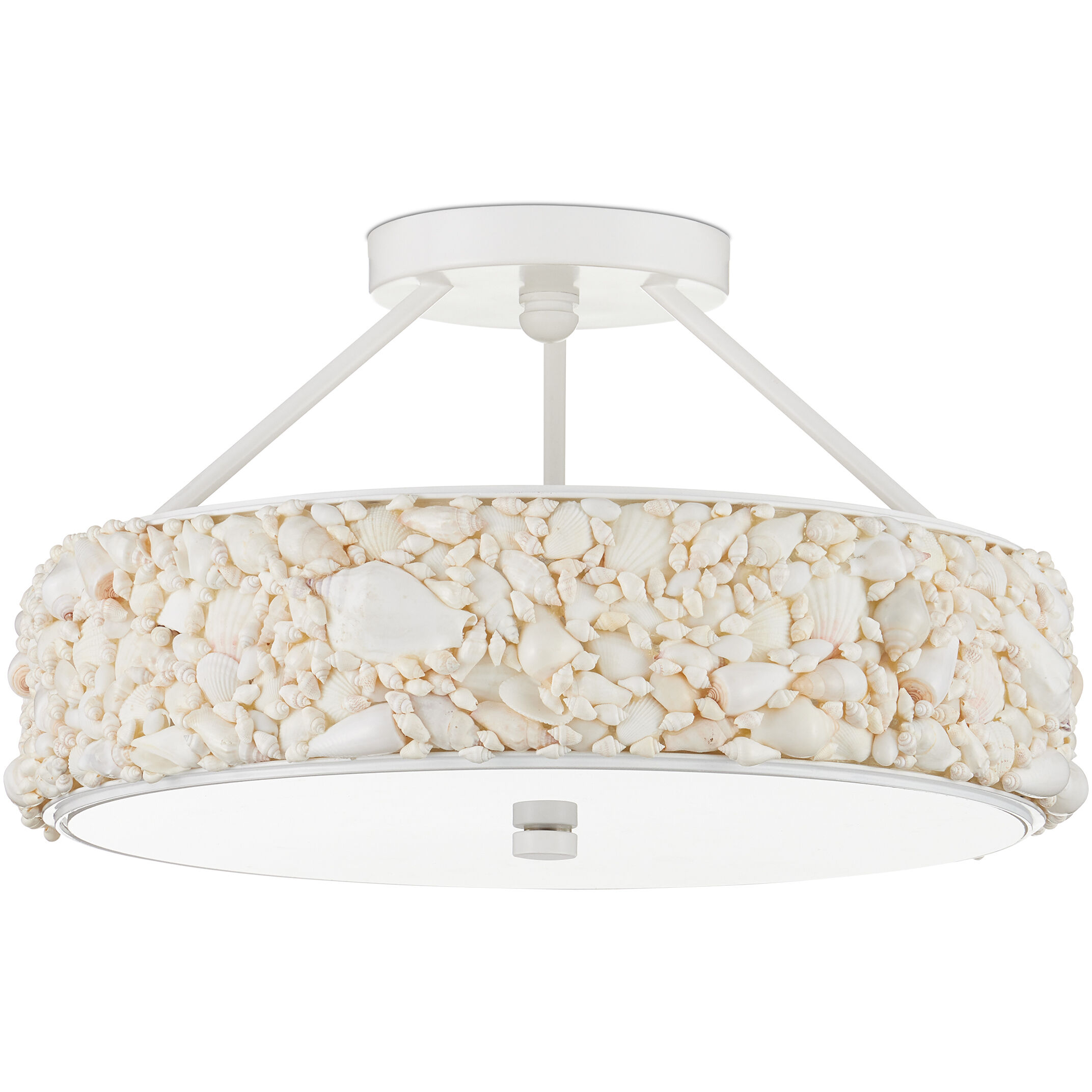 Turbinella 1 Light 18.5 inch Natural/Sugar White/White Semi-Flush Mount Ceiling Light