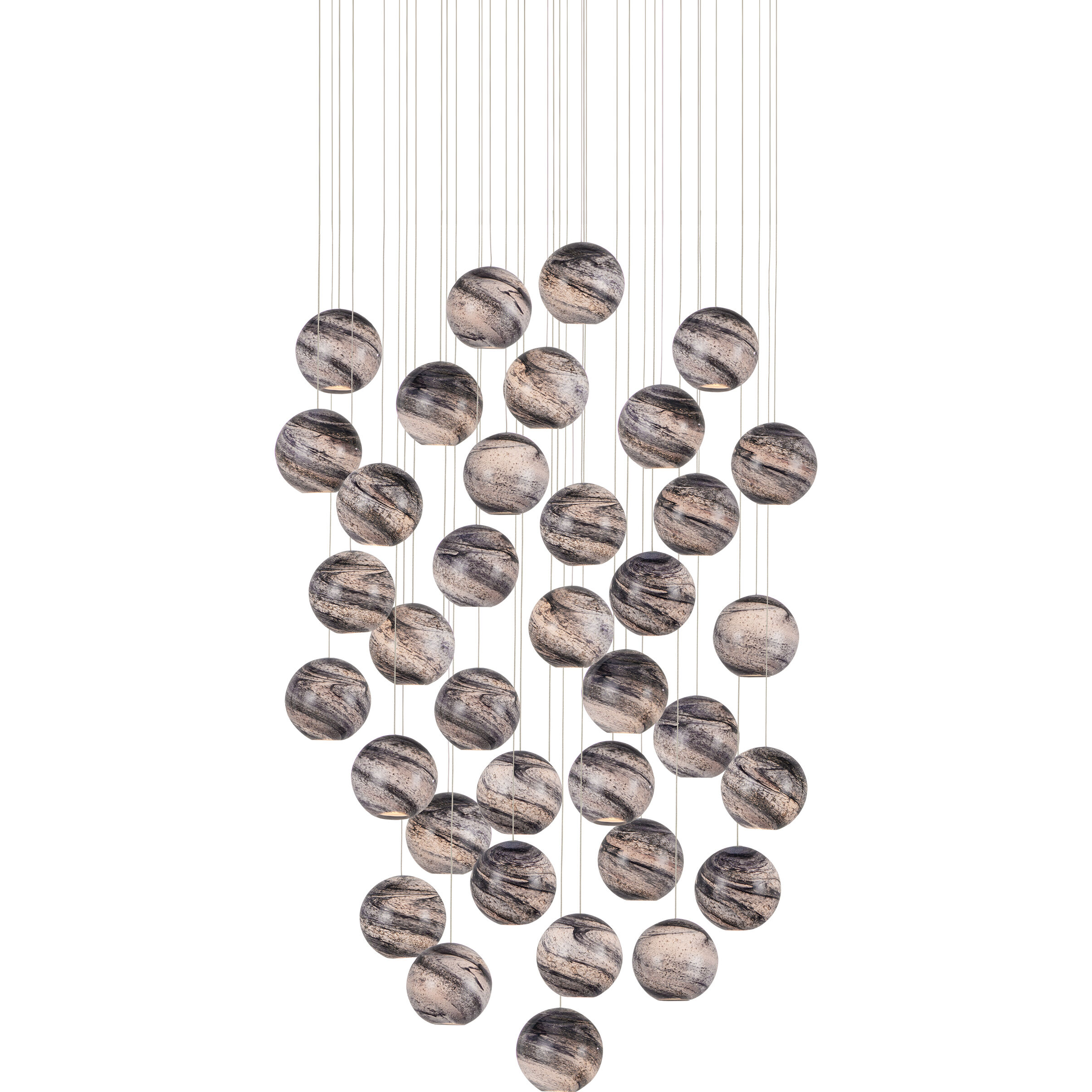 Palatino 36 Light 36 inch Blue Marbeled and Silver Multi-Drop Pendant Ceiling Light