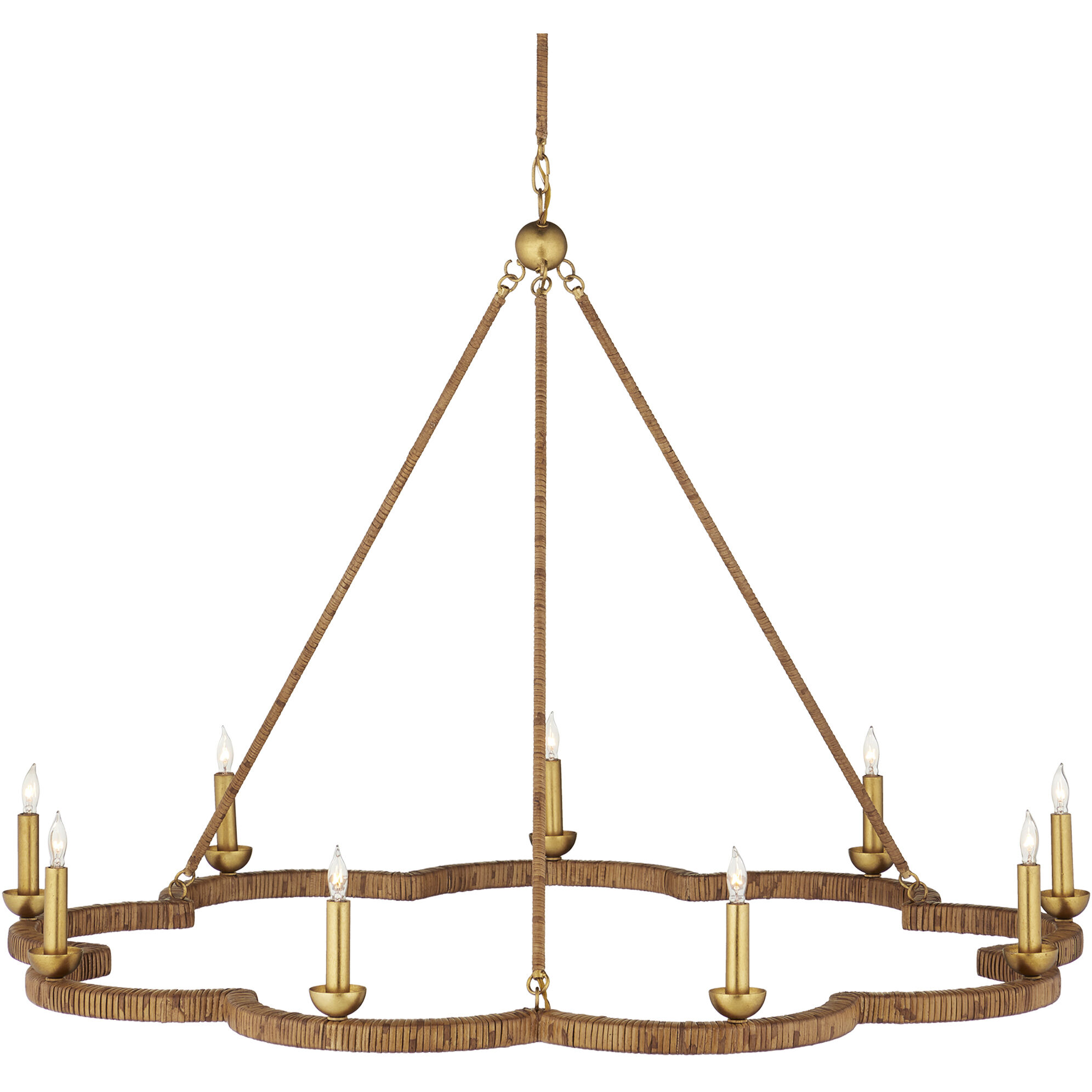 Savoie 9 Light 43 inch Natural/Contemporary Gold Leaf Chandelier Ceiling Light, Suzanne Duin Collection