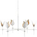 Peace Lily 6 Light 47 inch Gesso White/Silver Leaf Chandelier Ceiling Light