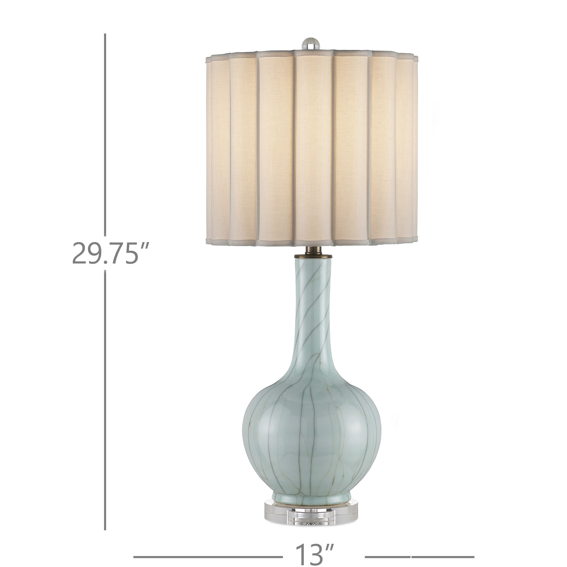 Celadon 29.75 inch 150 watt Celadon Crackle/Clear/Antique Brass Table Lamp Portable Light