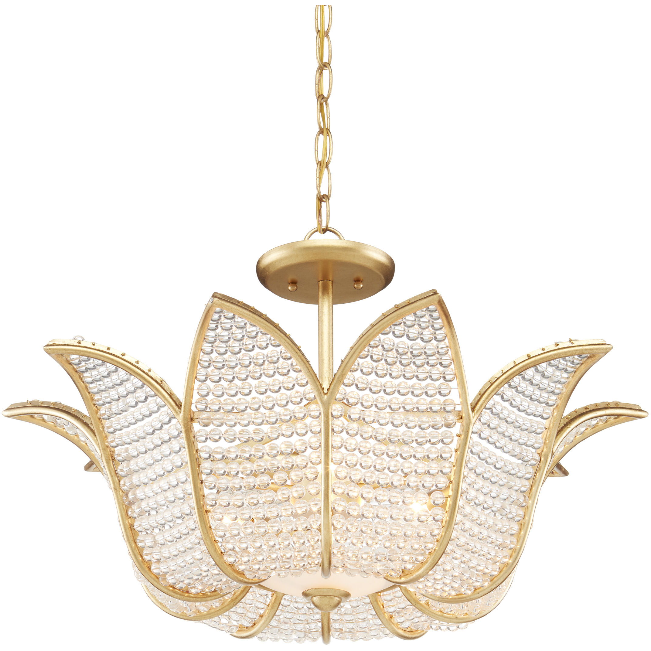 Bebe 3 Light 26.75 inch Contemporary Gold Leaf/Clear Chandelier Ceiling Light