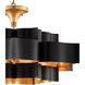 Grand Lotus 6 Light 30 inch Satin Black/Contemporary Gold Leaf Chandelier Ceiling Light, Large, Semi-Flush Convertible