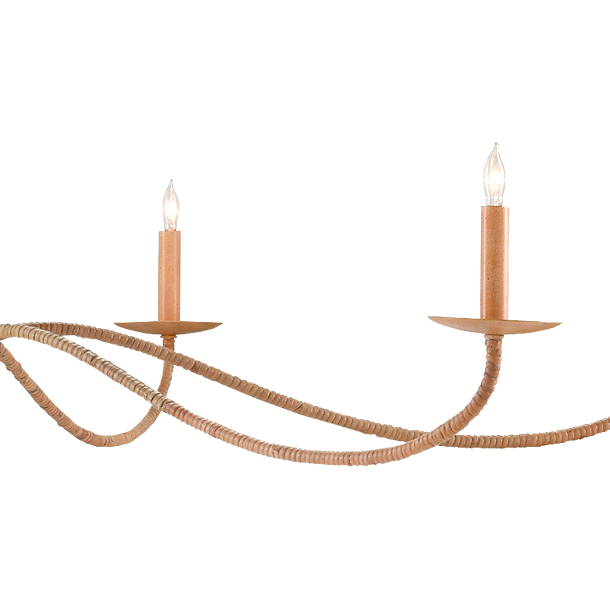 Saxon 6 Light 60.75 inch Painted Rattan/Natural Rattan Chandelier Ceiling Light