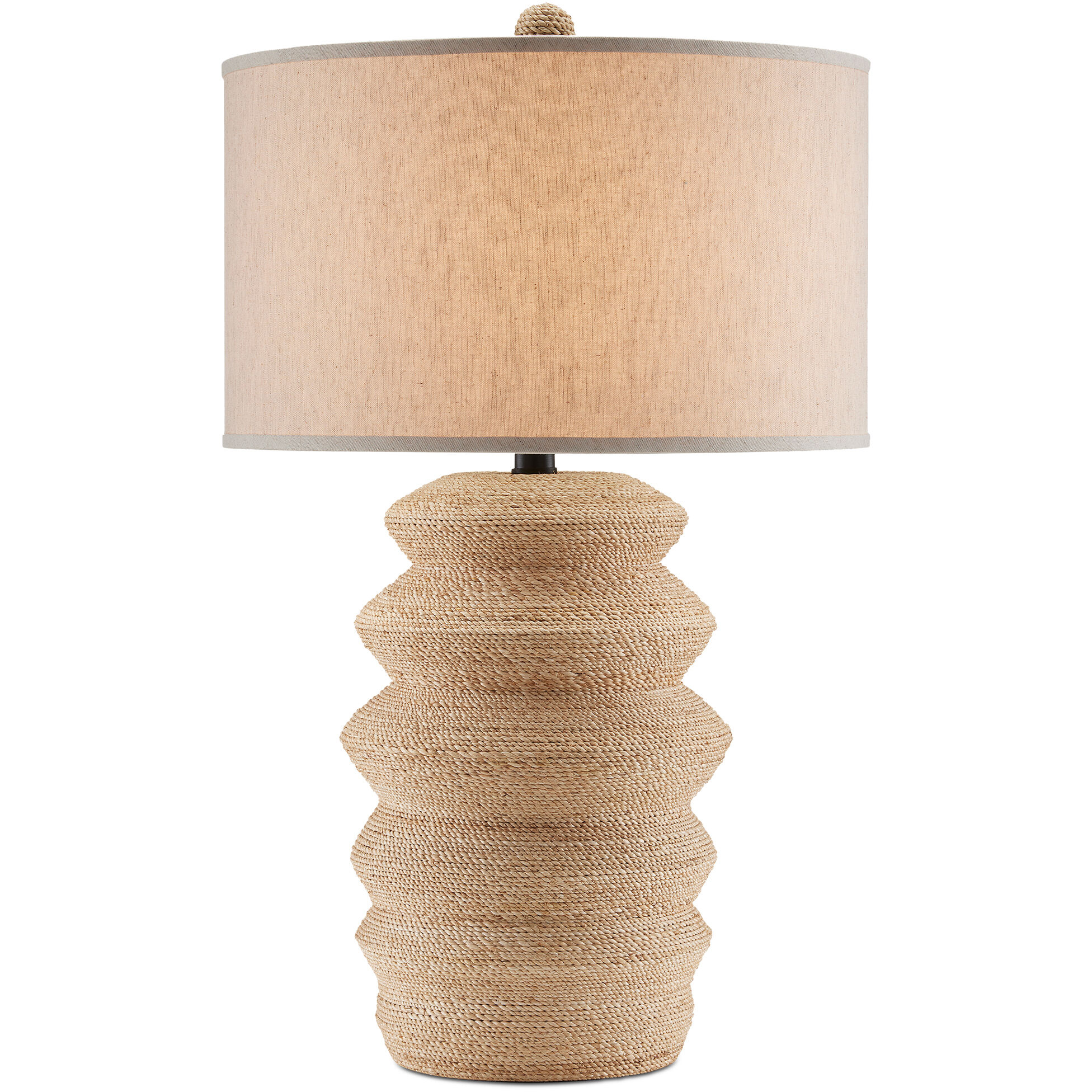 Kavala 33 inch Satin Black/Natural Abaca Rope Table Lamp Portable Light