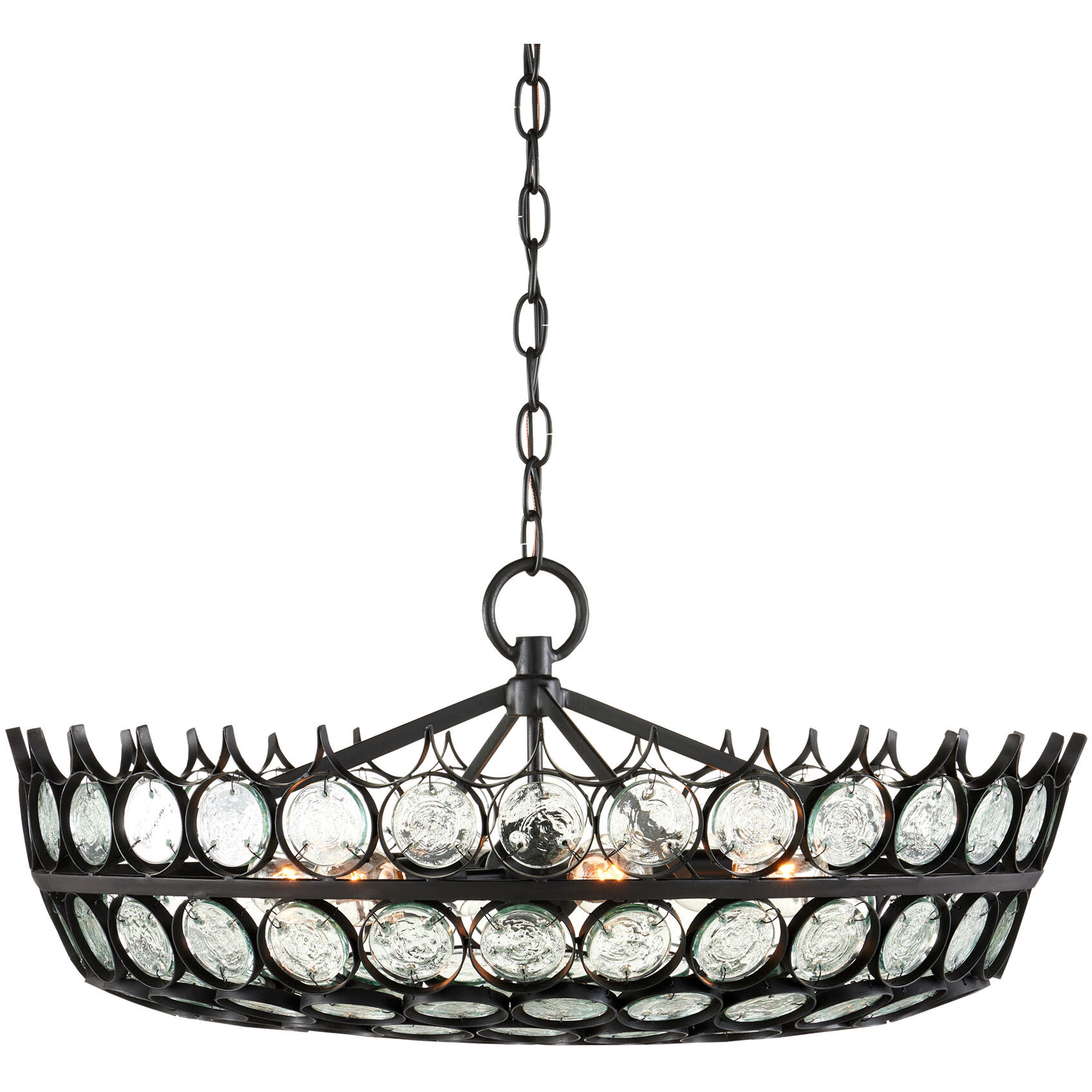 Augustus 6 Light 25.75 inch Satin Black and Clear Chandelier Ceiling Light, Small, Bunny Williams Collection